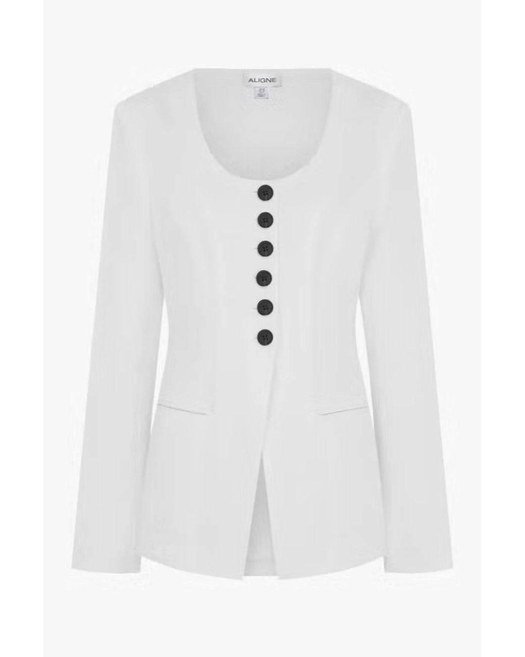 ALIGNE White Daphne Scoop Neck Linen Blazer