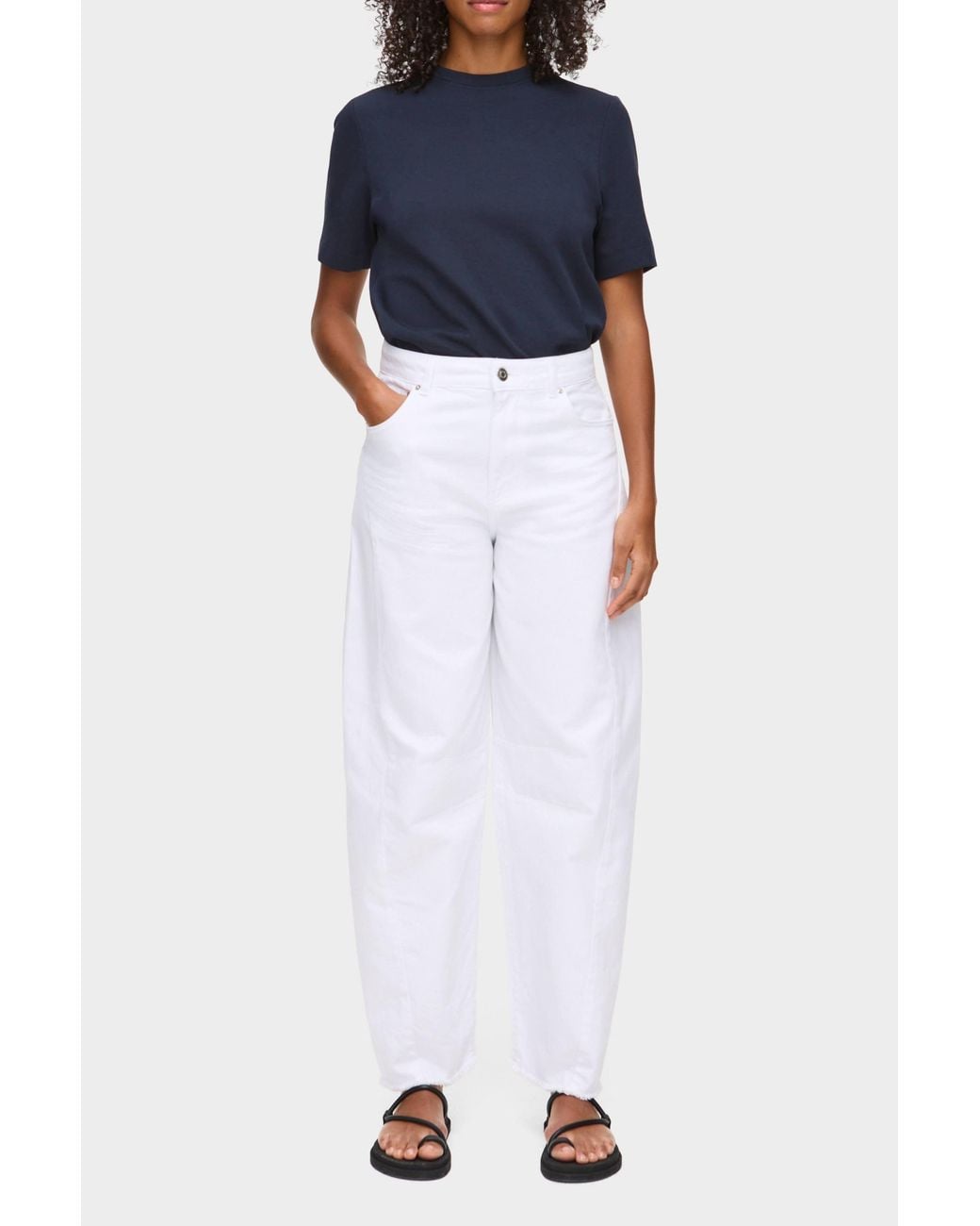 ALIGNE White Tommy Barrel Leg Jeans