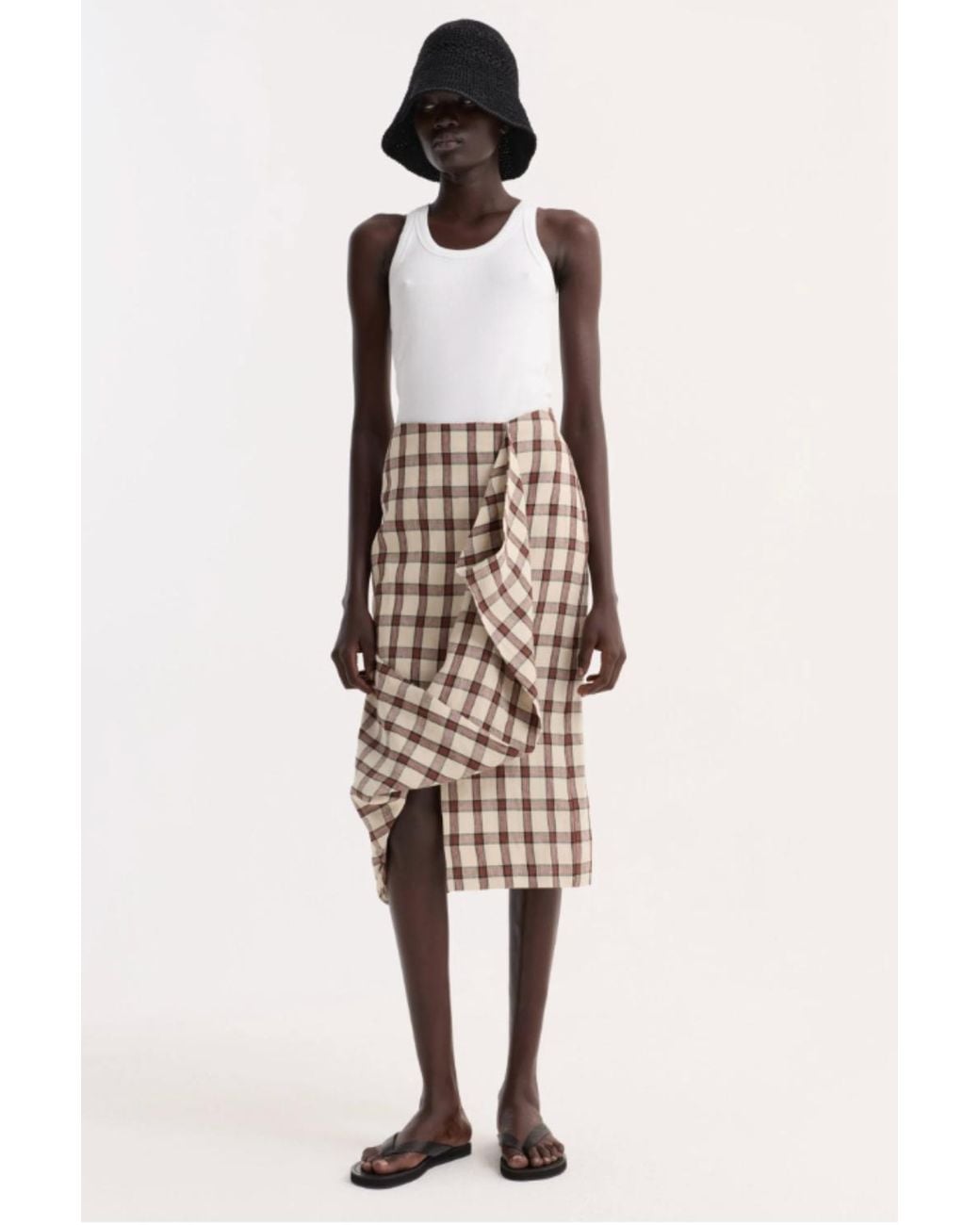 Rohe Natural Draped Midi Skirt