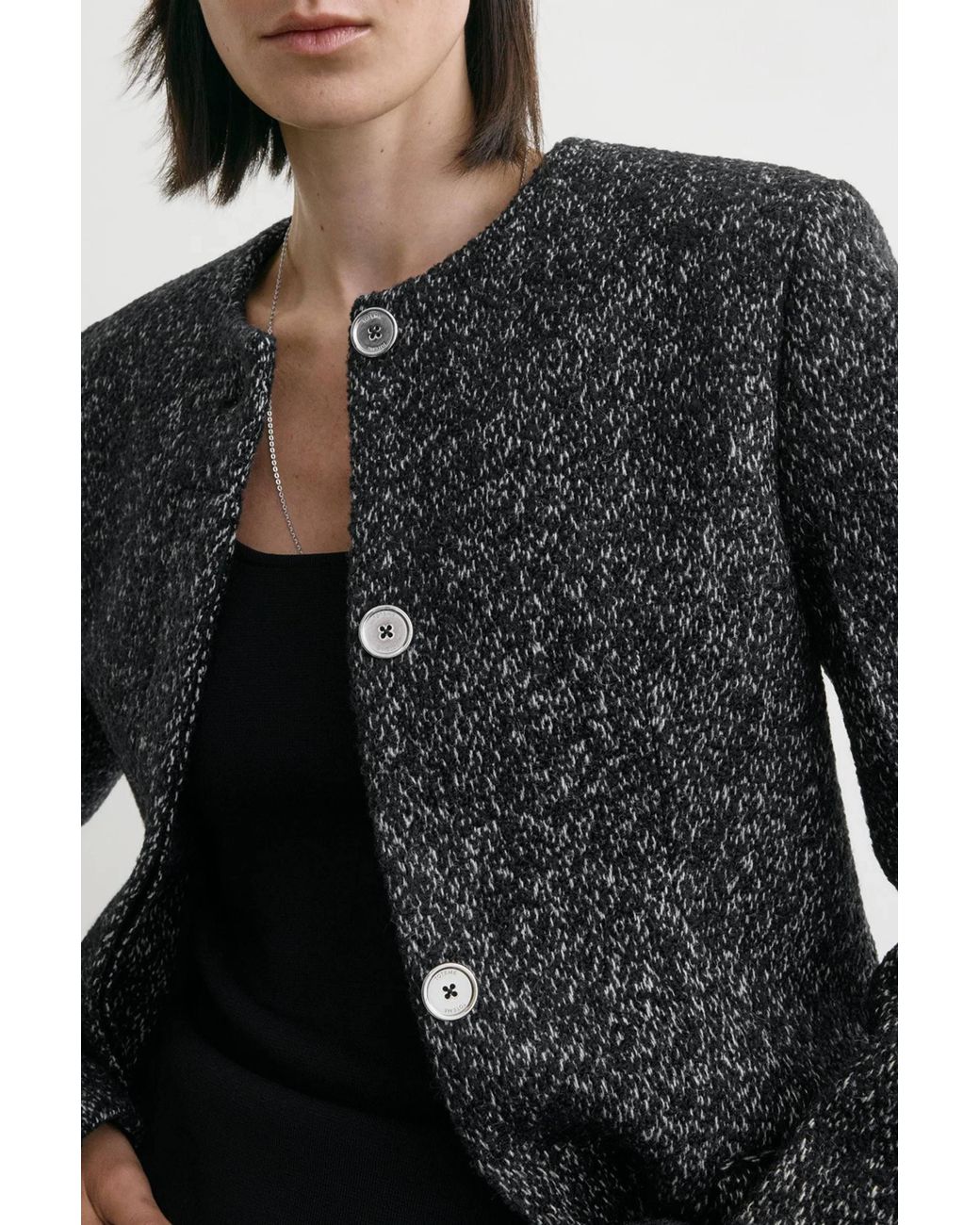 Totême Black Collarless Cinched Jacket