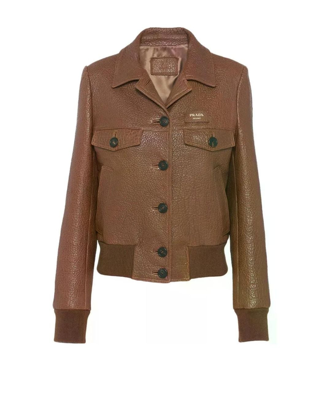 Prada Brown Crocodile-Embossed Leather Jacket