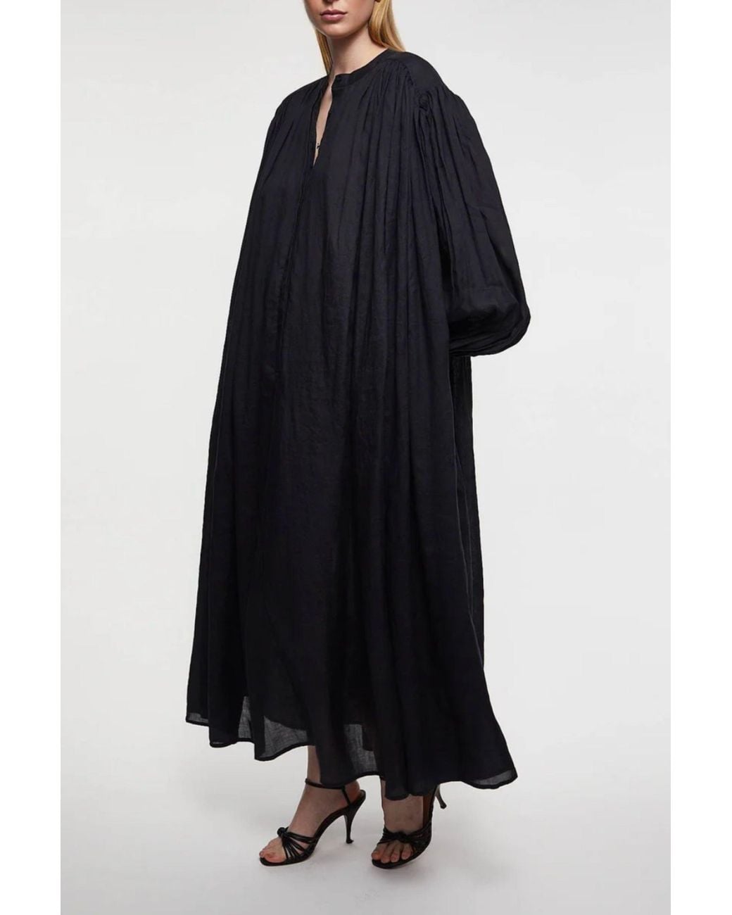 Rohe Black Oversized Ramie Maxi Dress