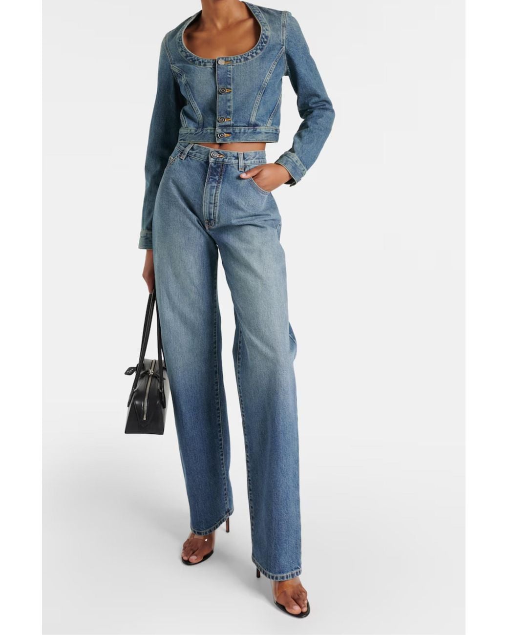 Alaïa Blue Cropped Denim Jacket