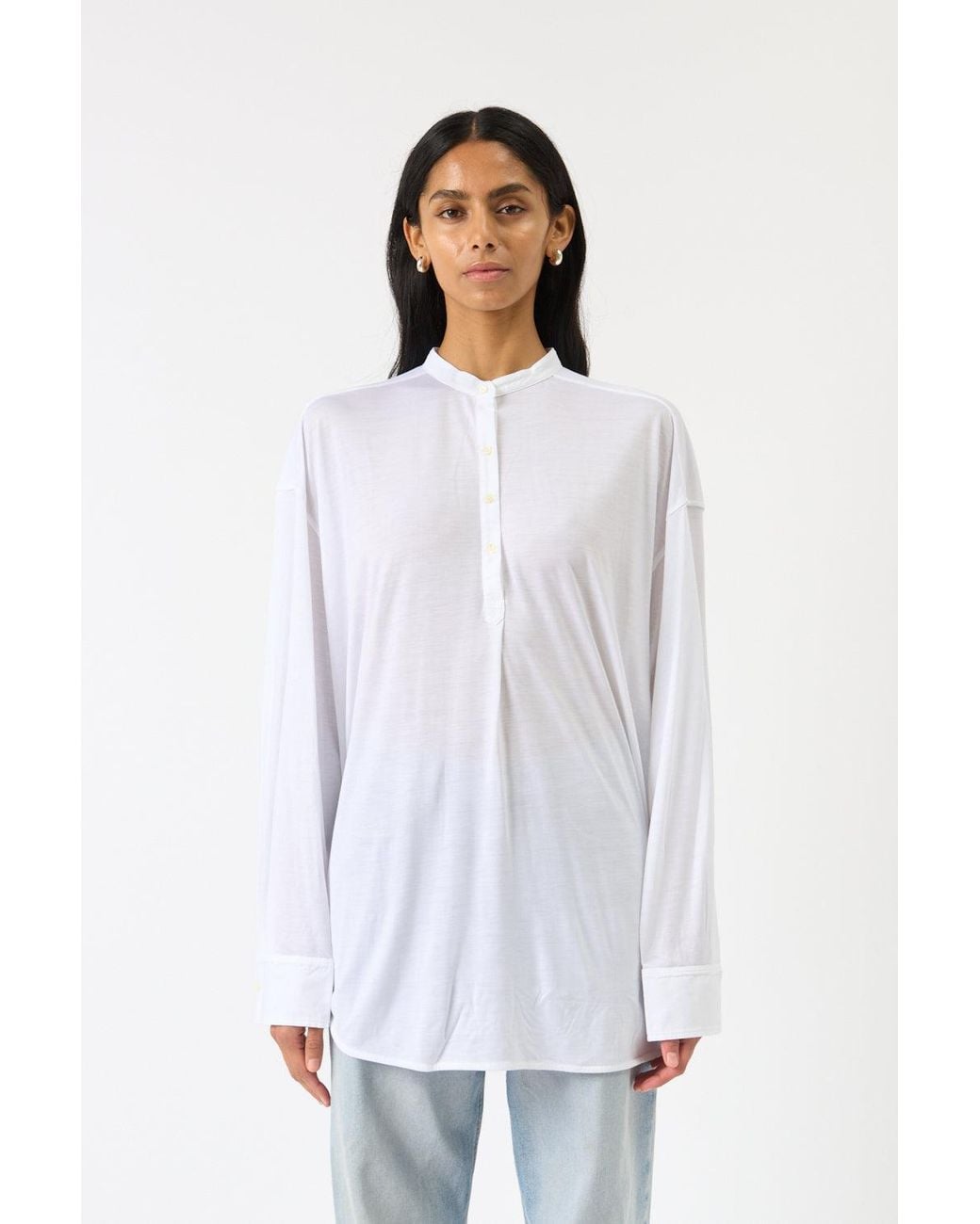 Totême White Fluid Jersey Longline Blouse