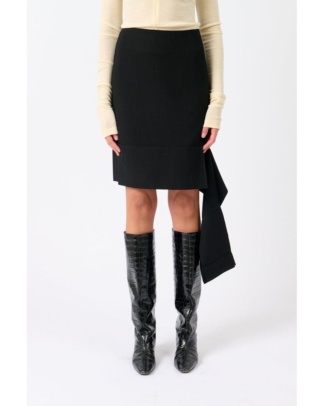 BITE STUDIOS Black Una Organic Wool Sash Skirt