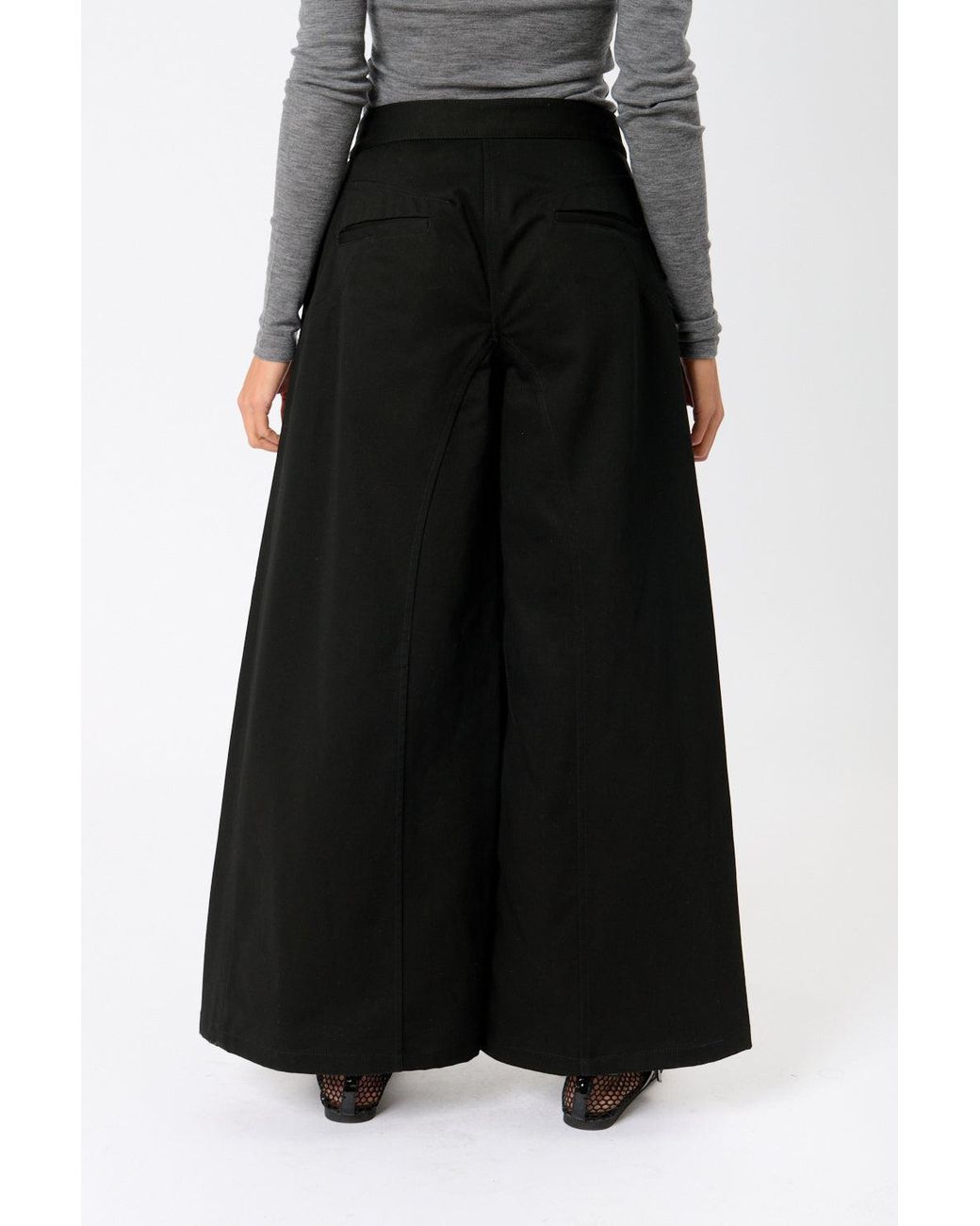 Jil Sander Black Cotton Wide Leg Pants