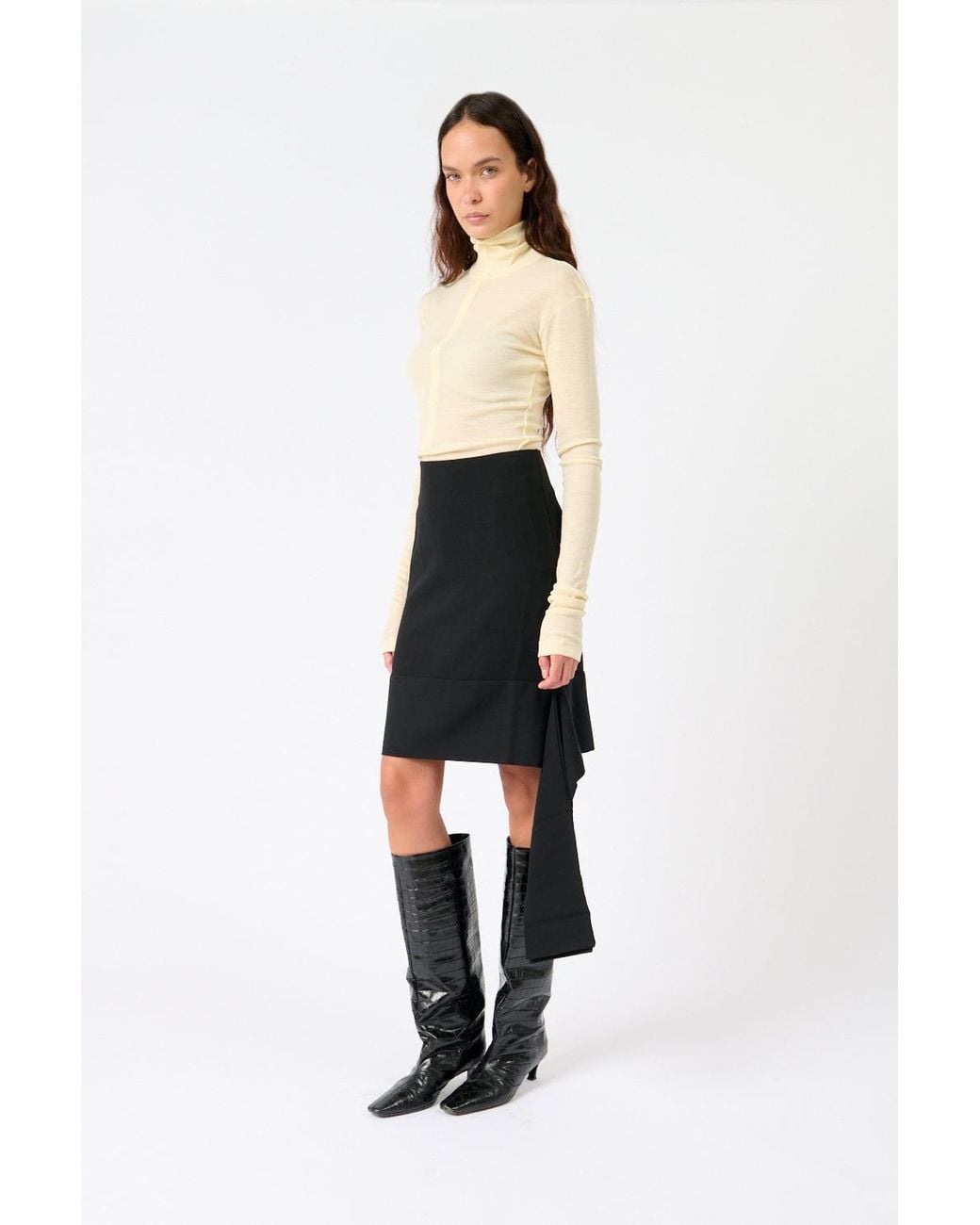 BITE STUDIOS Black Una Organic Wool Sash Skirt