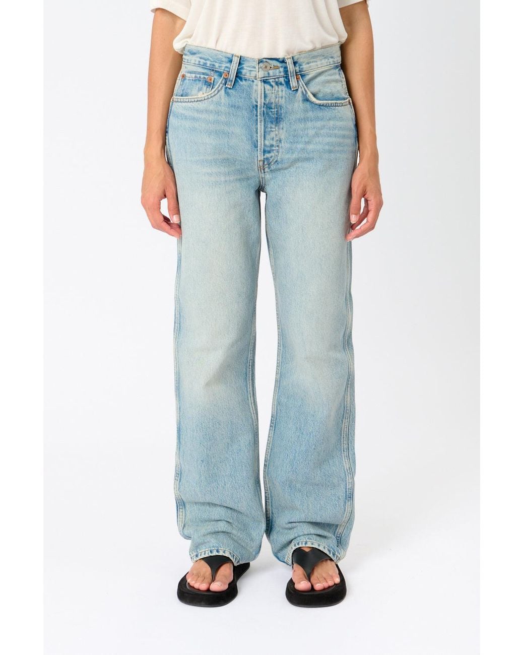 Re/done Blue 90's High Rise Loose Jeans