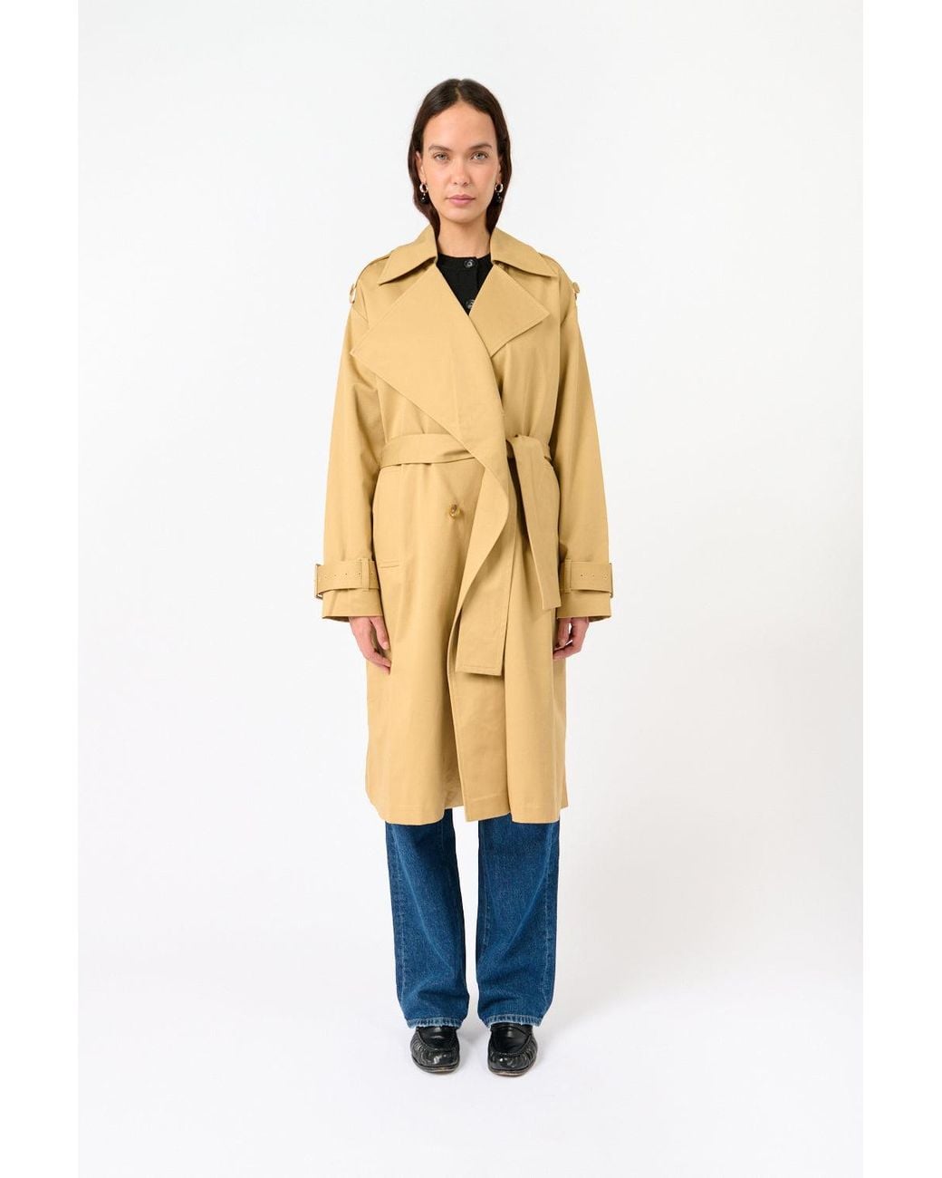 7 For All Mankind Metallic Oversized Cape Trench