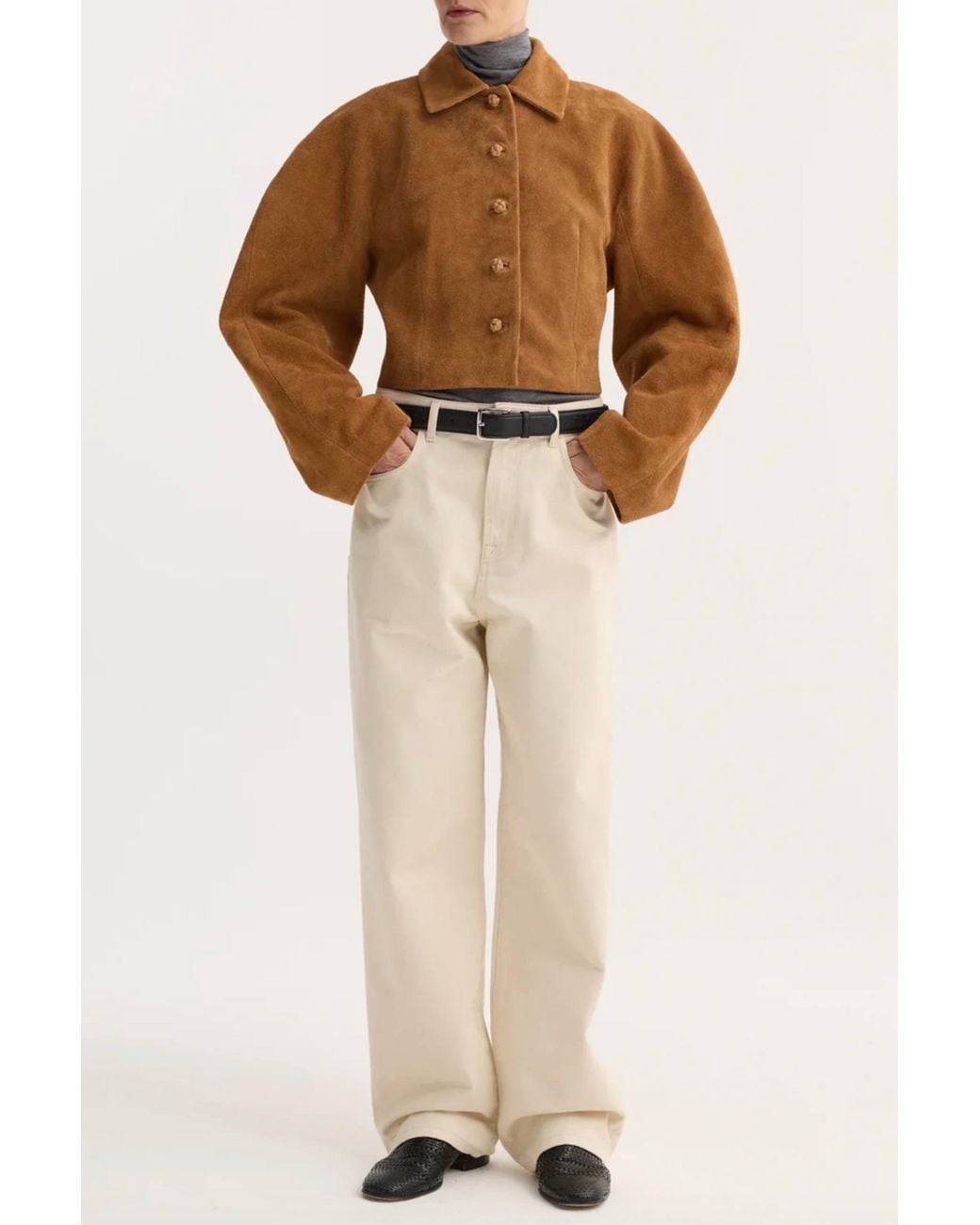 Rohe Brown Rounded Textured Suede Jacket