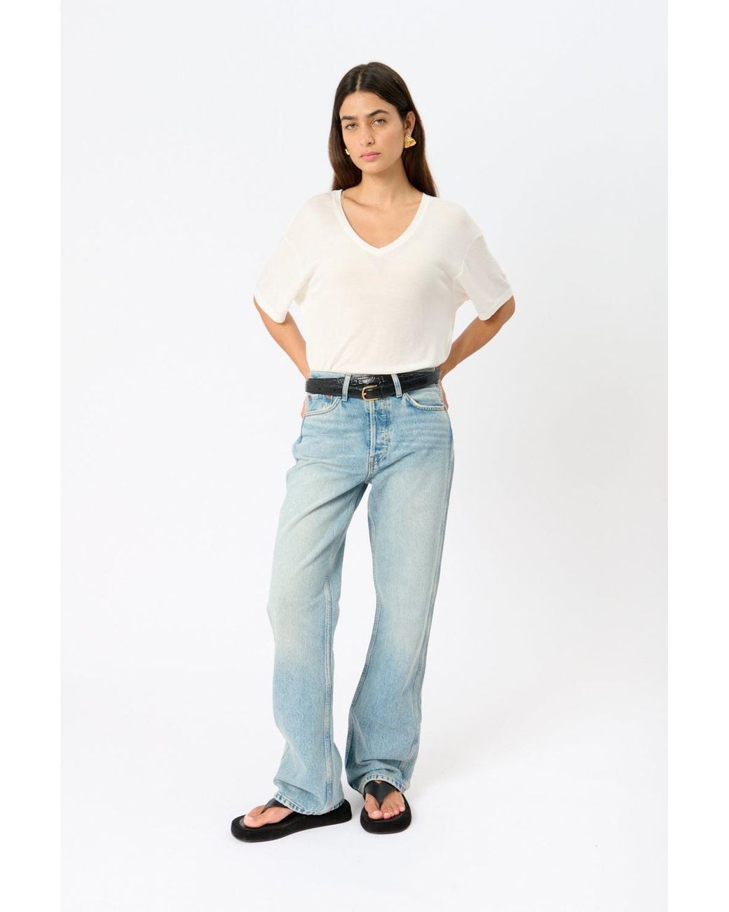 Re/done Blue 90's High Rise Loose Jeans