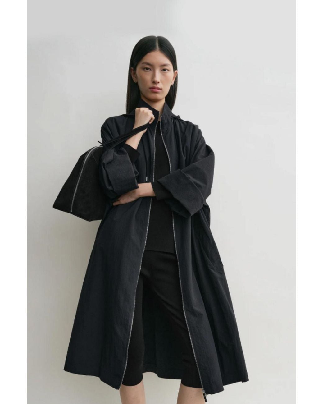 Totême Black Windbreaker Coat