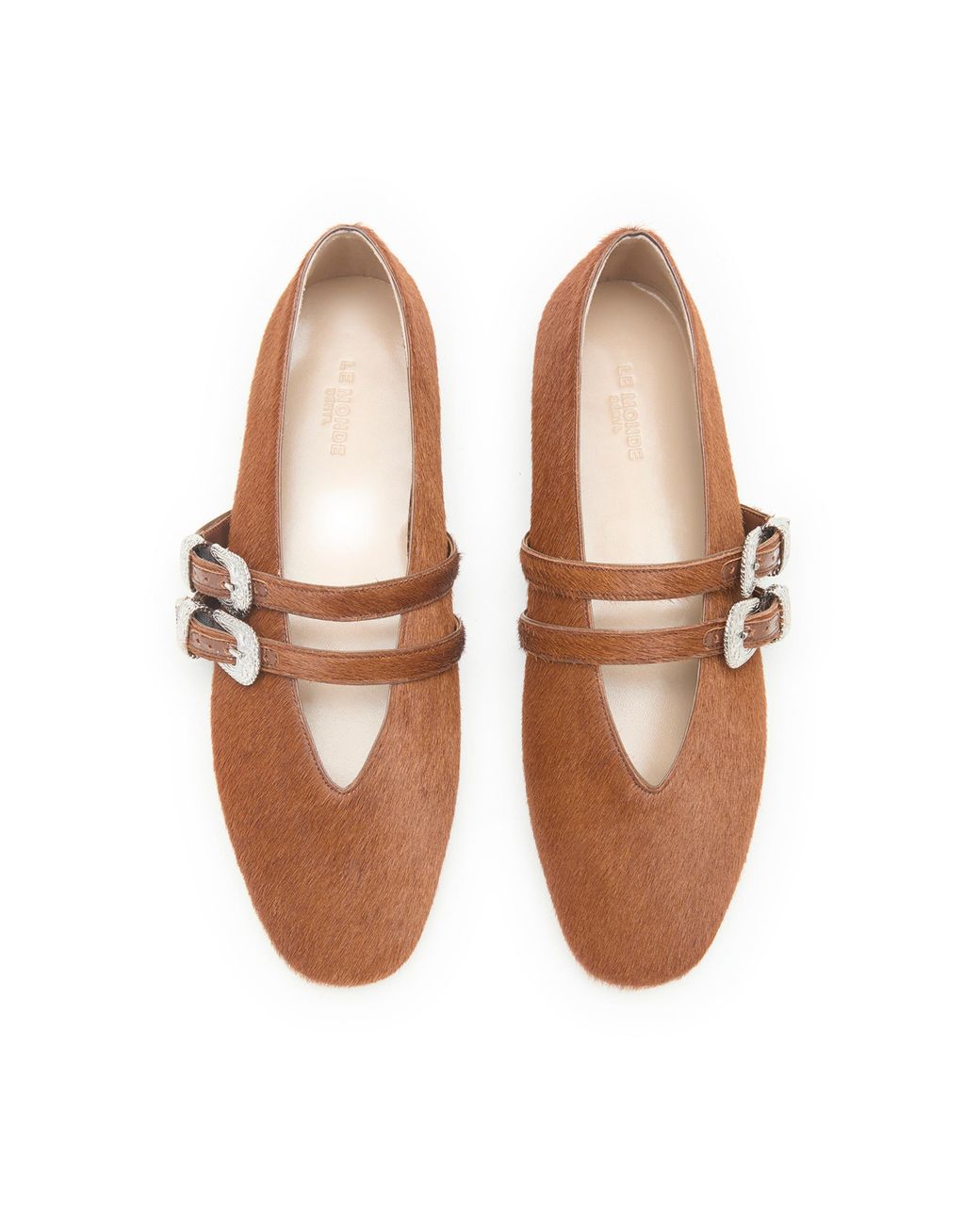 Le Monde Beryl Brown Claudia Slipper With Calf Hair