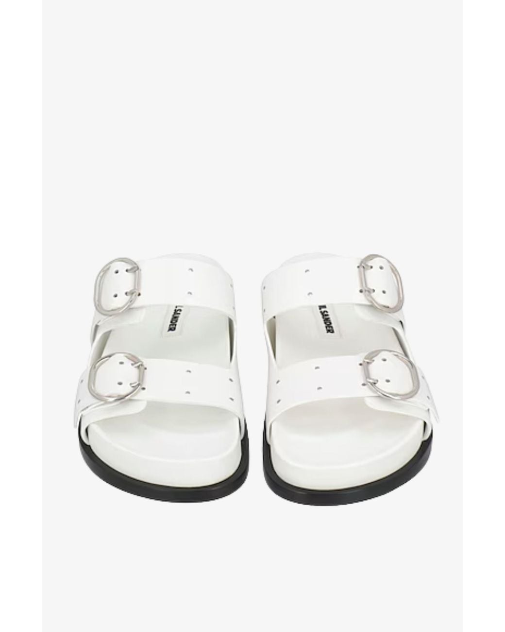 Jil Sander White Flat Buckle Sandal