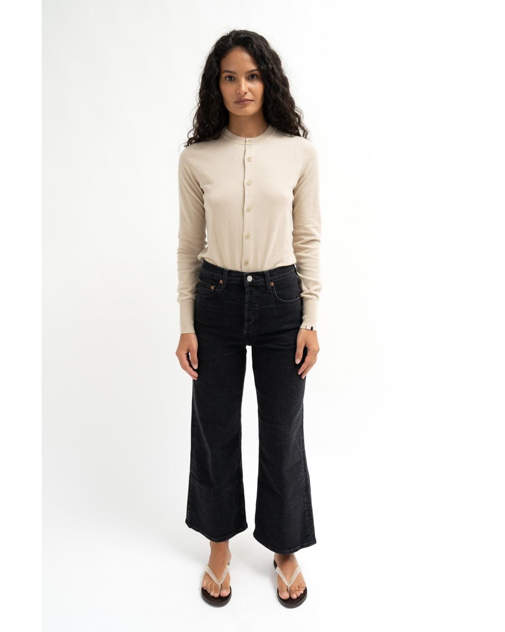 Re/done Black High Rise Wide Leg Crop