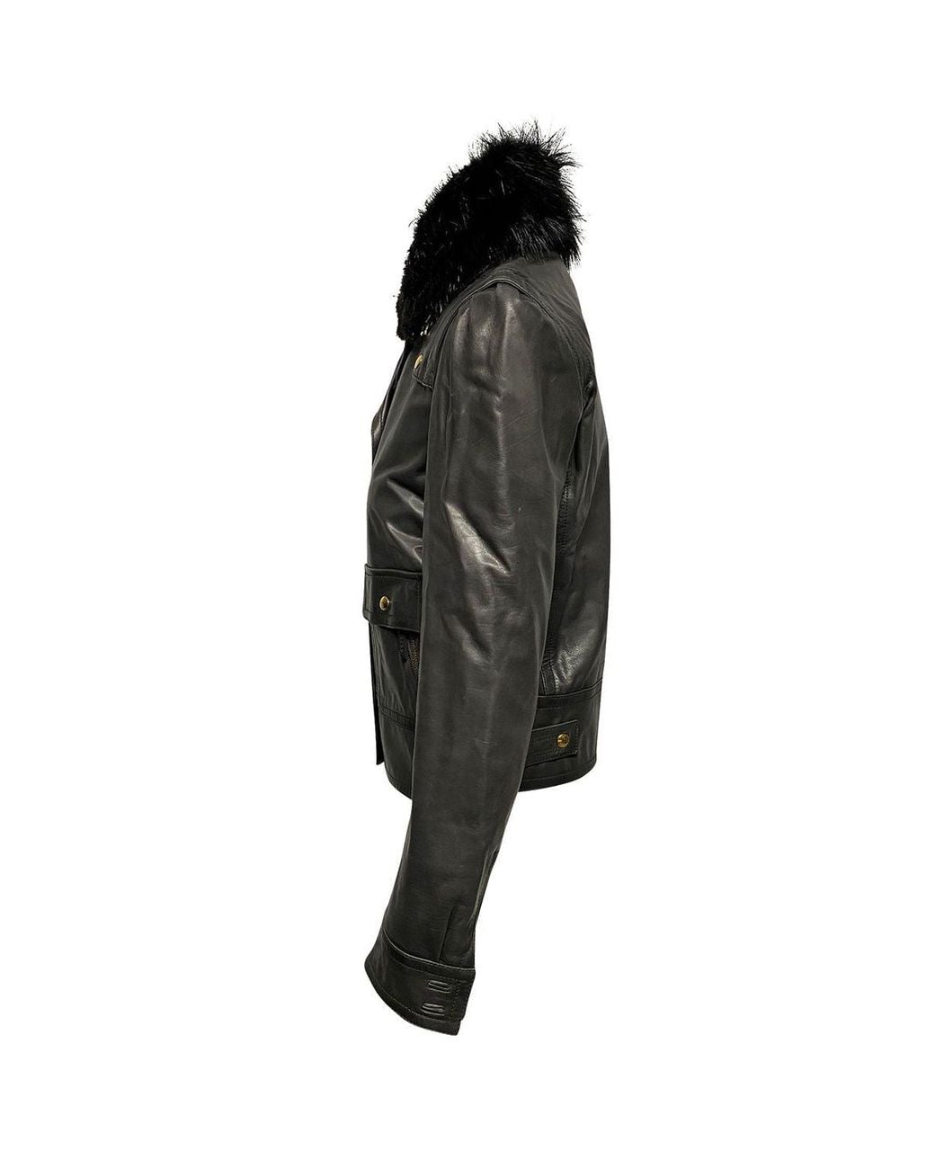 Gucci Black Jacket With Fur Collar Detail