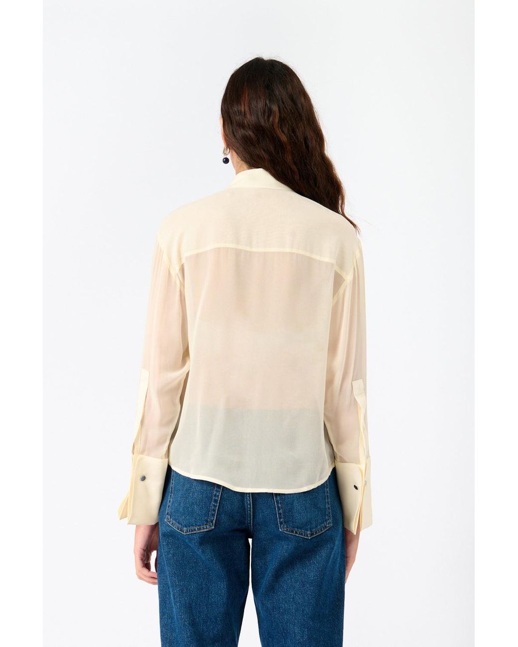 7 For All Mankind Blue The Solidarity Star Ruffle Shirt
