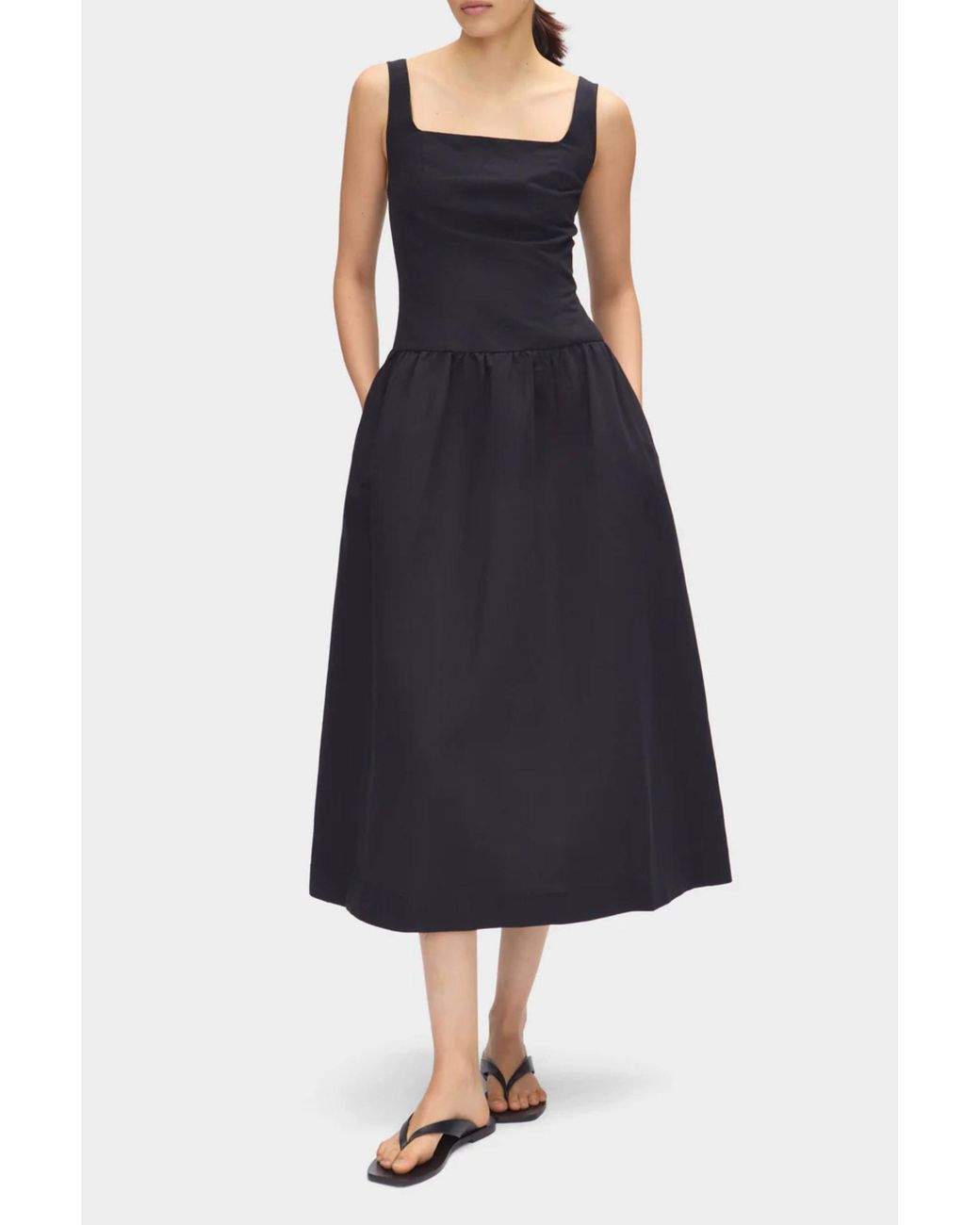 ALIGNE Black Rosia Drop Waist Linen Dress