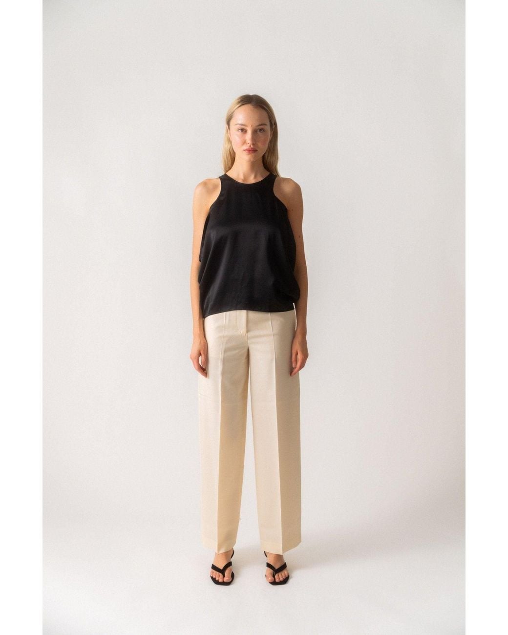 Totême Black Satin Drop Top