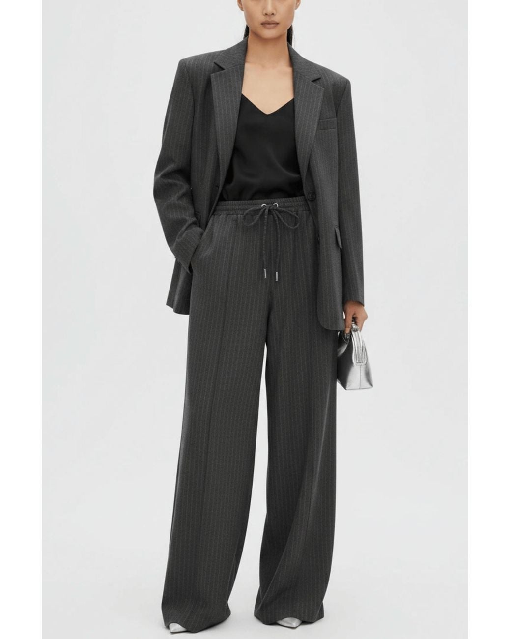 ALIGNE Gray Aubrey Pinstripe Trouser