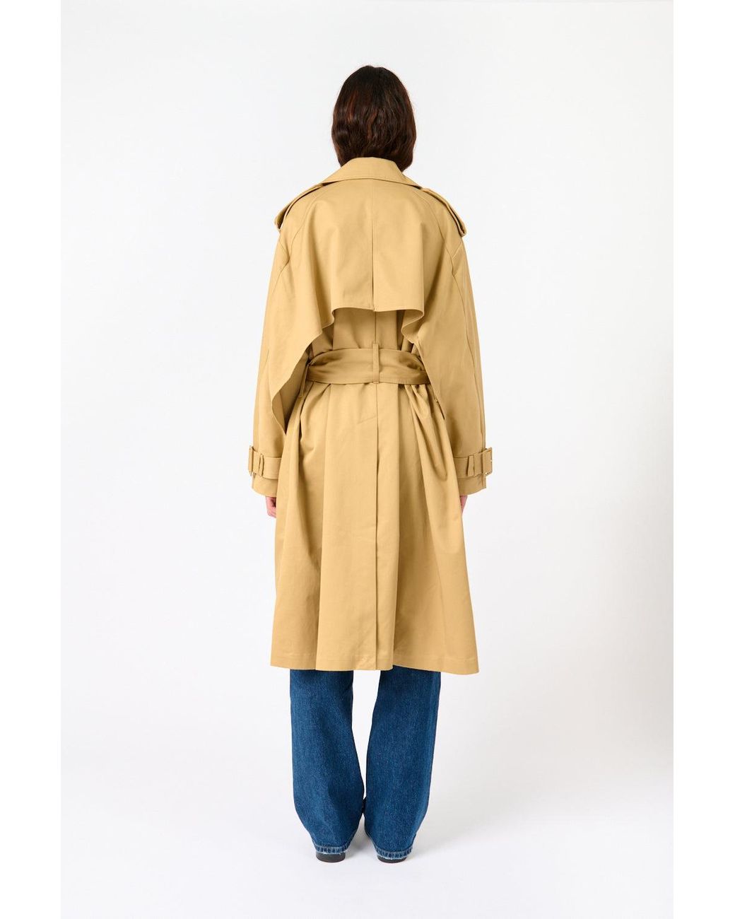 7 For All Mankind Metallic Oversized Cape Trench