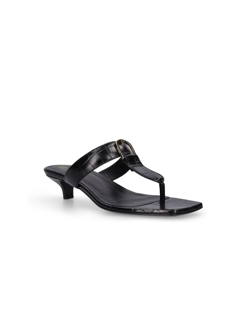 Totême Black The Belted Croco Flip-Flop Heel