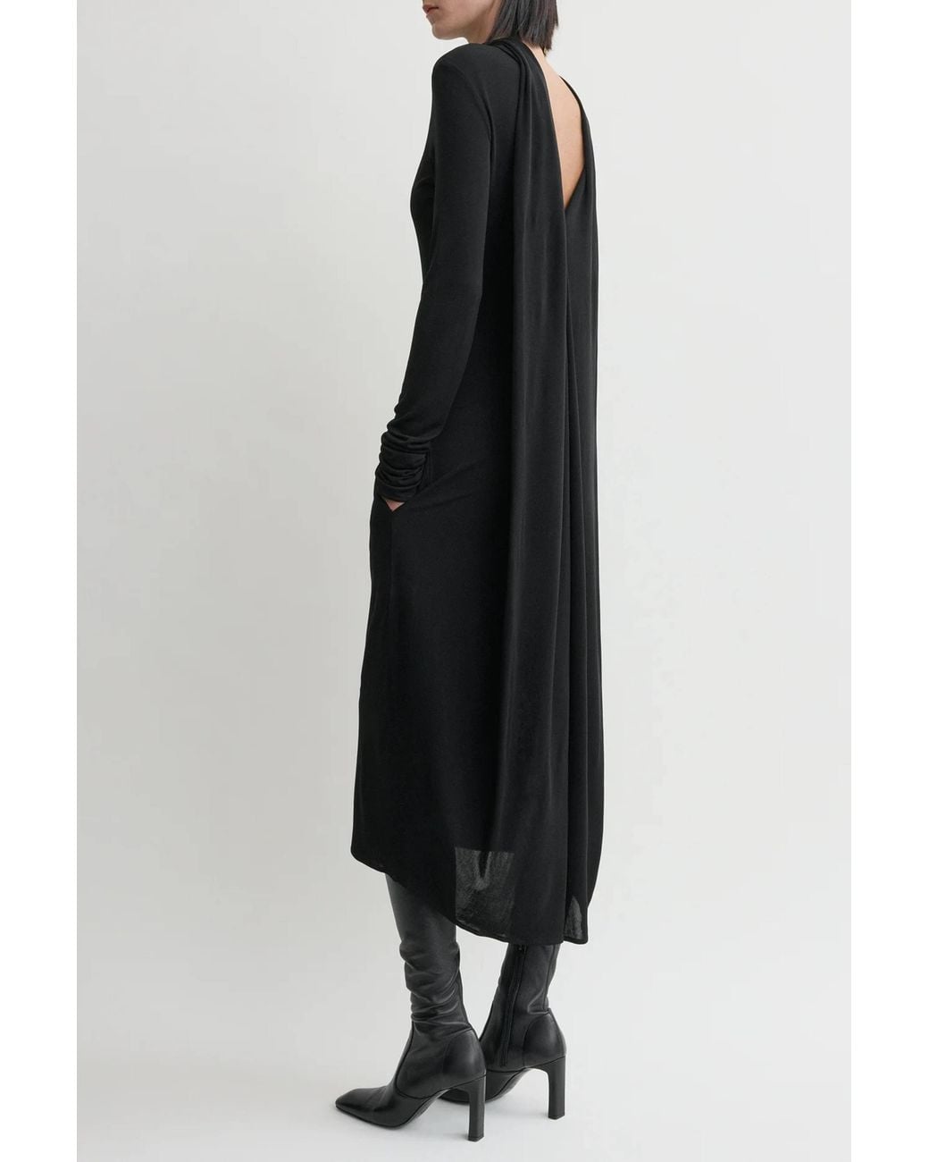 Totême Black Cocoon Cape Dress