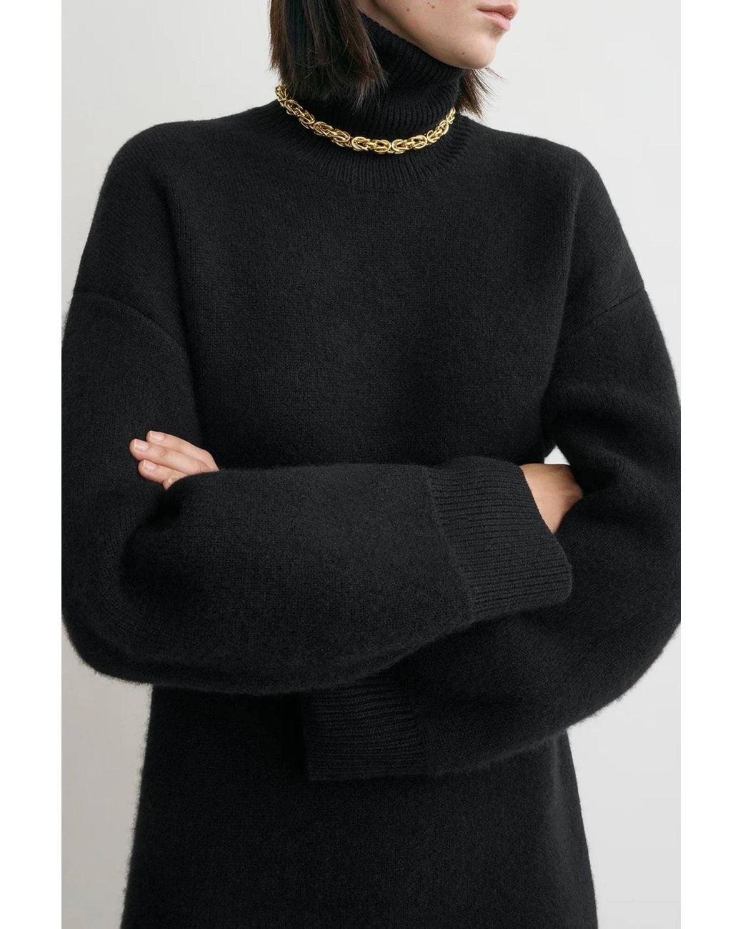Totême Black Broad Turtleneck Dress