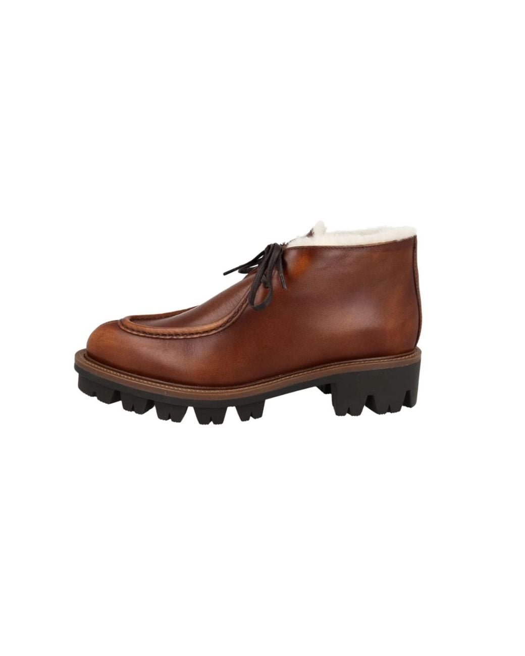 Prada White Shearling Leather Derby Shoes