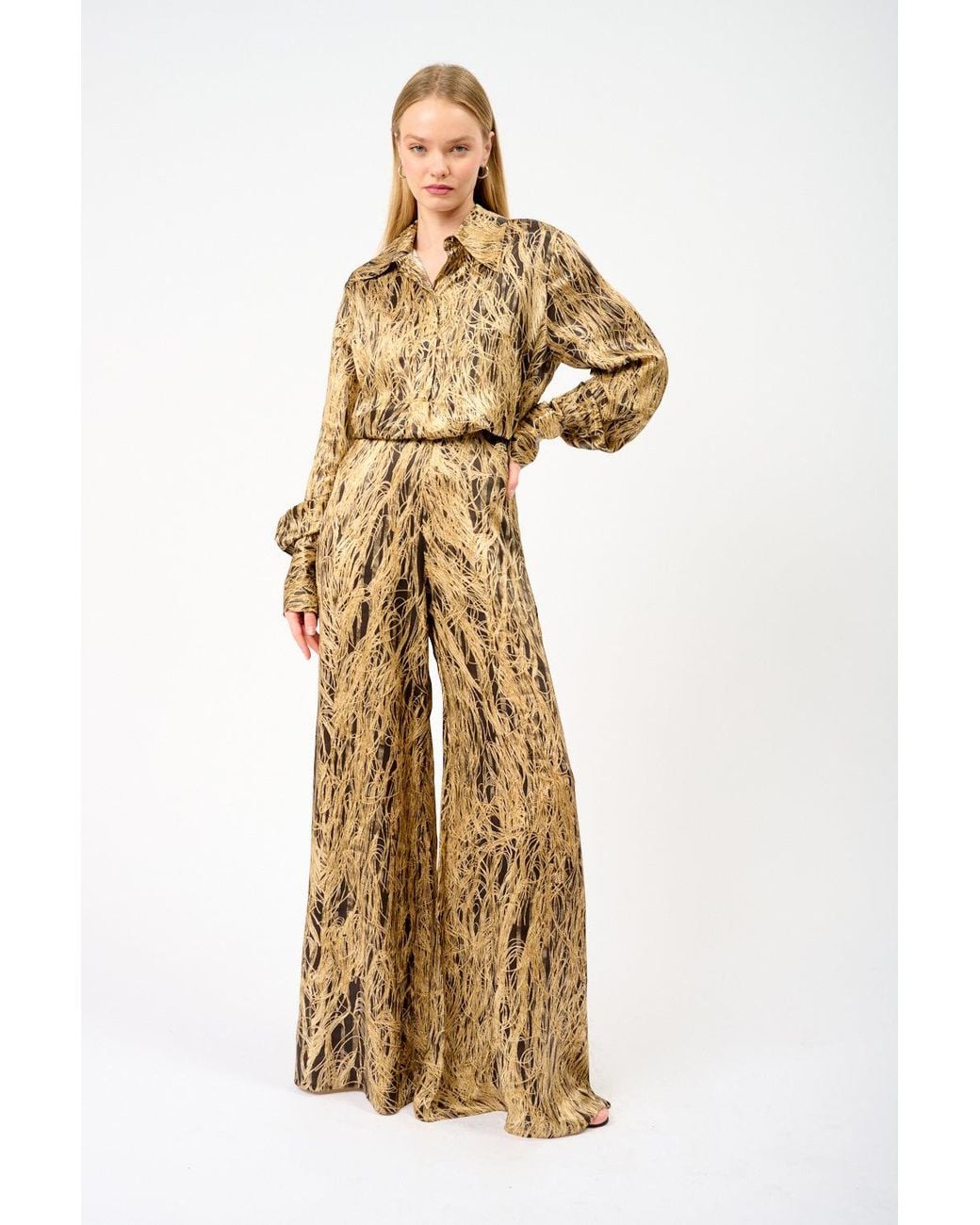 Roksanda Natural Arneau Silk-Satin Wide-Leg Pants