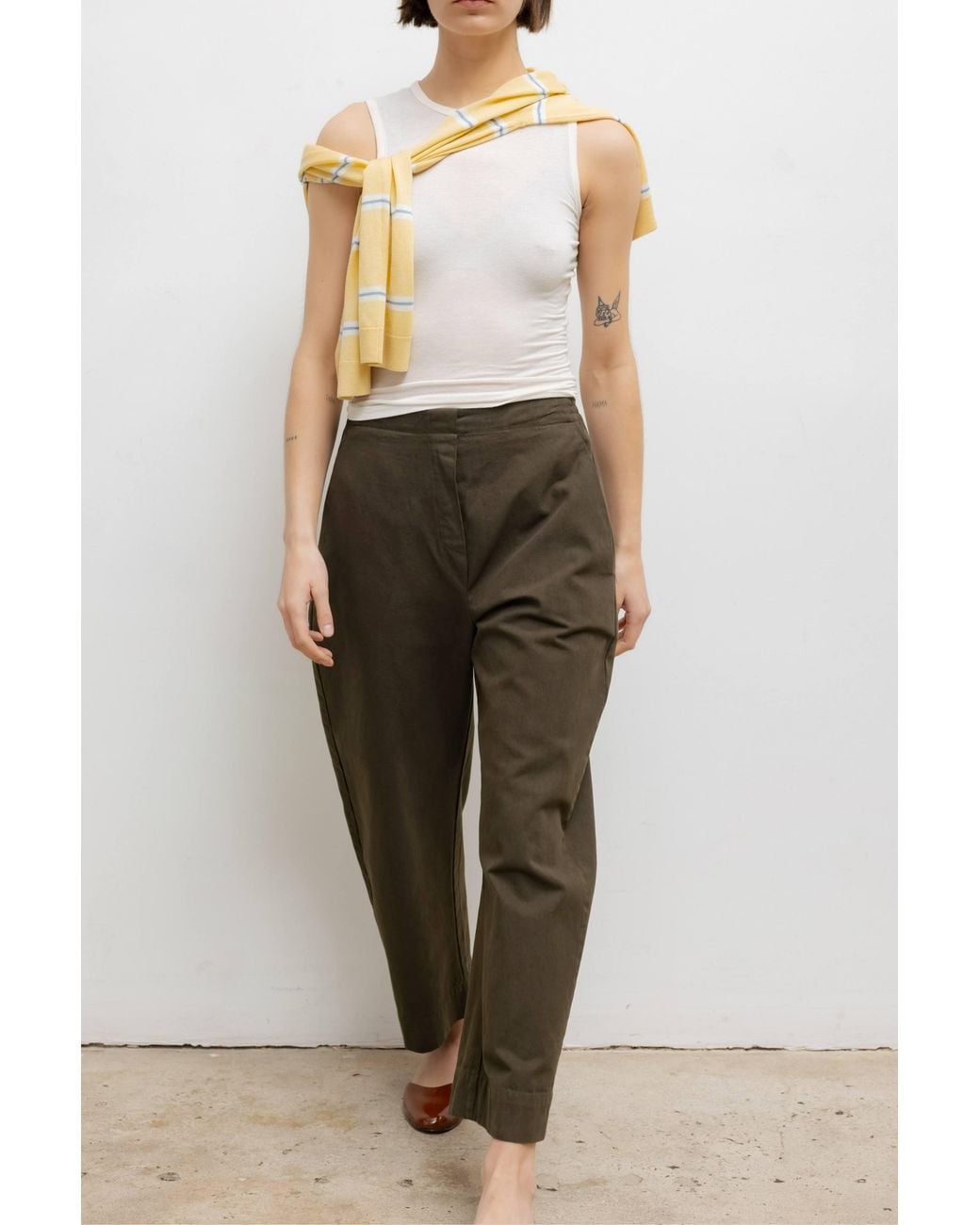 Leset Green The Chloe Barrel Pants