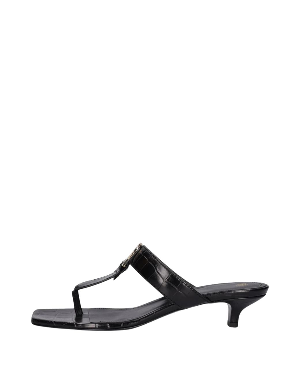 Totême Black The Belted Croco Flip-Flop Heel