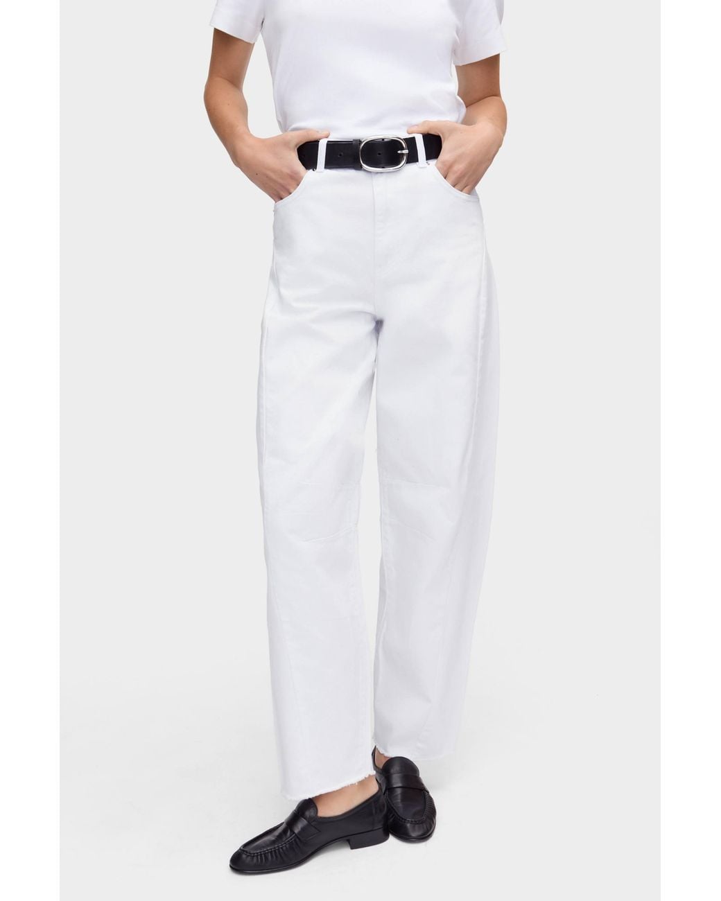 ALIGNE White Tommy Barrel Leg Jeans