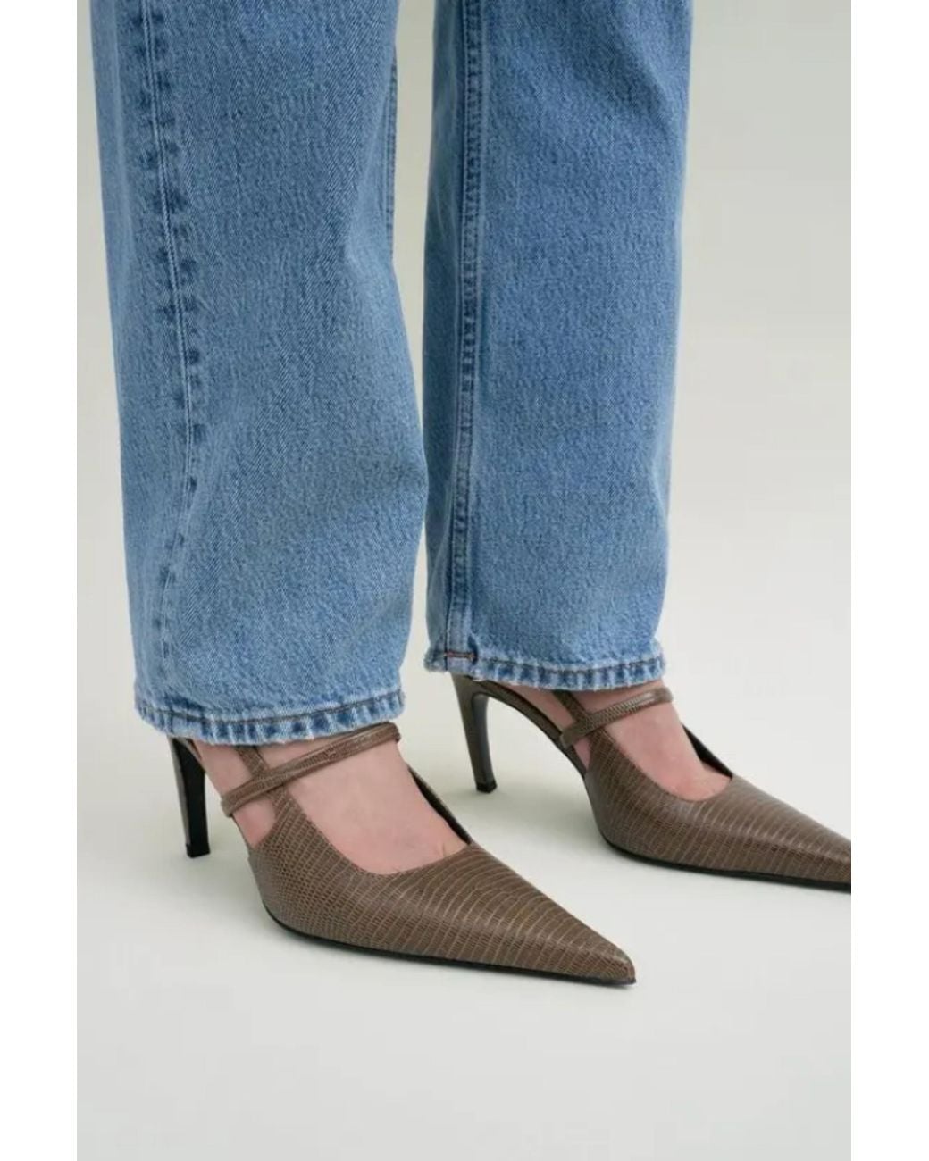 Totême Multicolor 85 Sharp Slingback Lizard Dark