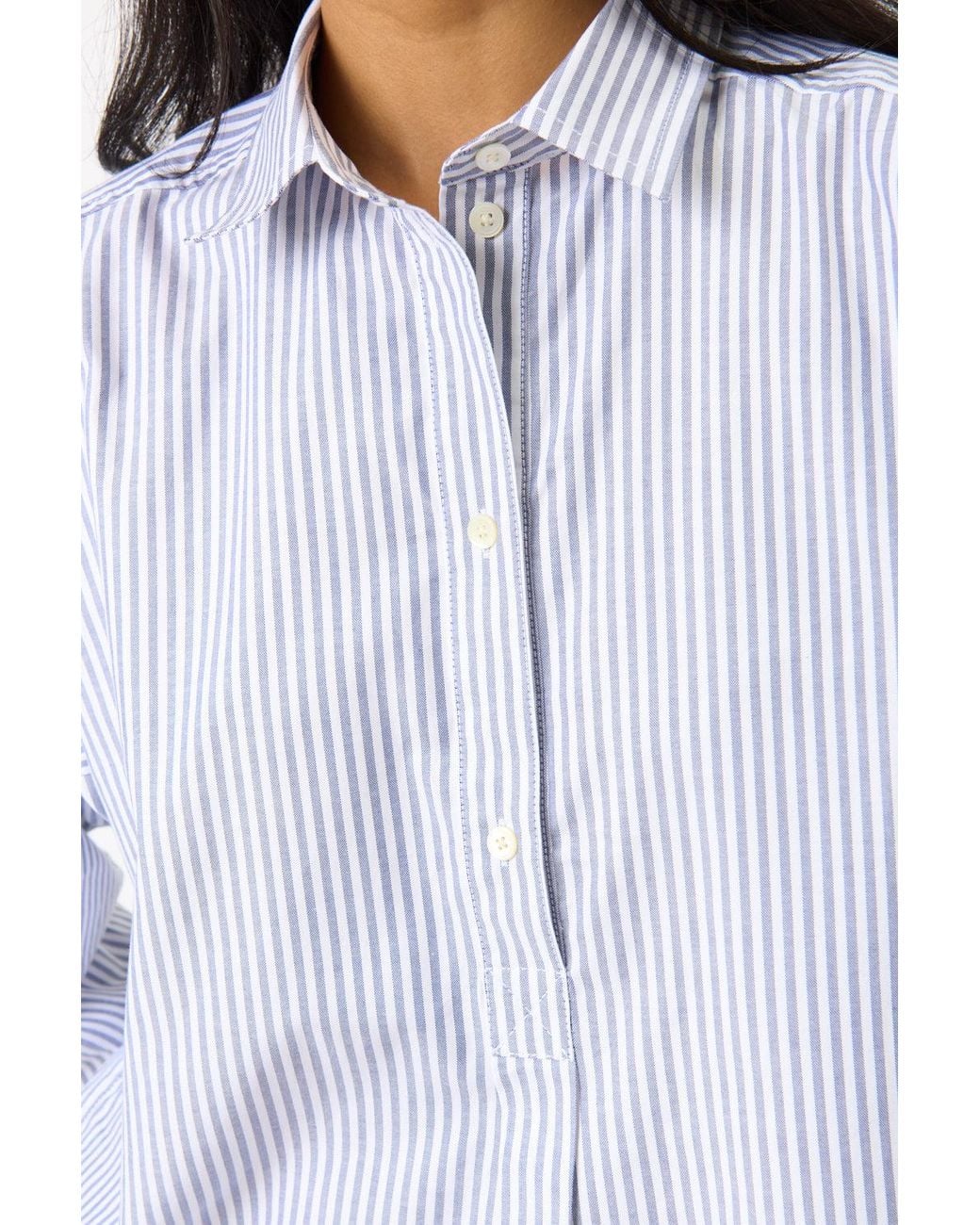 Totême White Striped Half-Placket Shirt