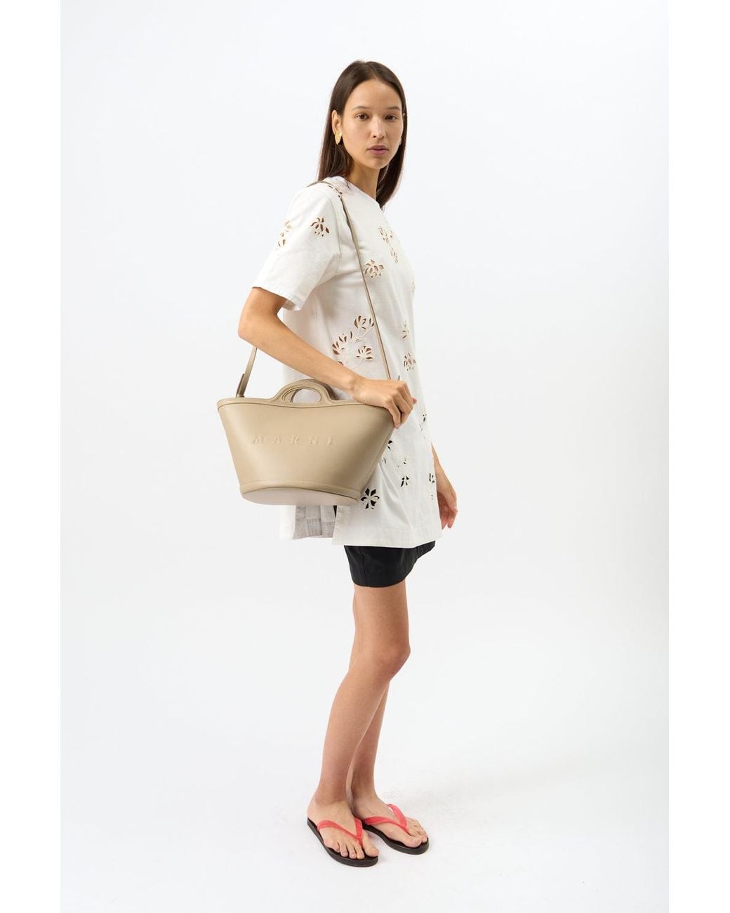 Marni Natural Tropicalia Small Leather Tote