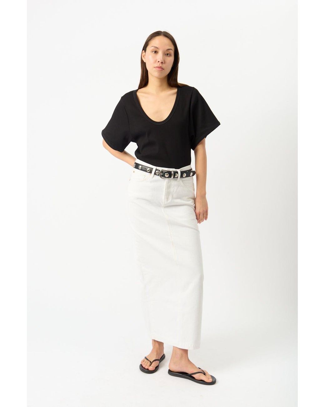 Wardrobe NYC Black Denim Column Skirt
