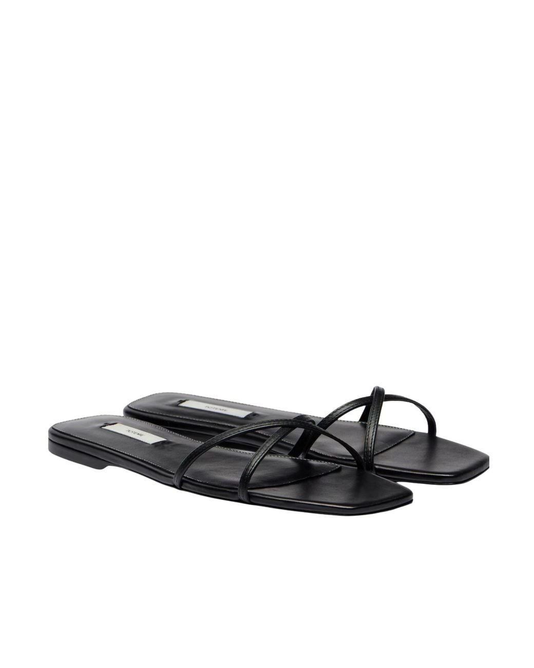Totême Black Leather Crossover Slides