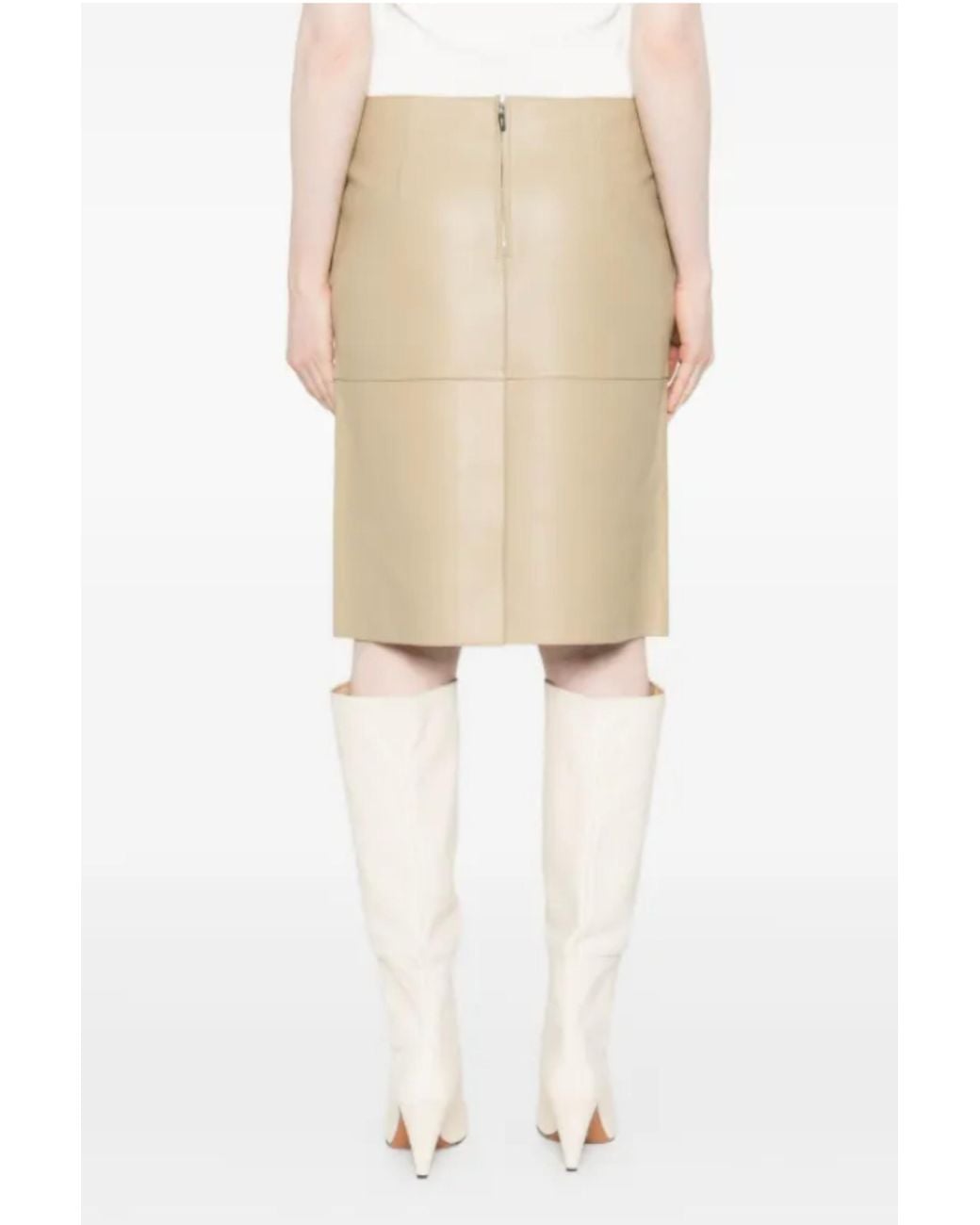 Totême  White Paneled Leather Skirt Rye