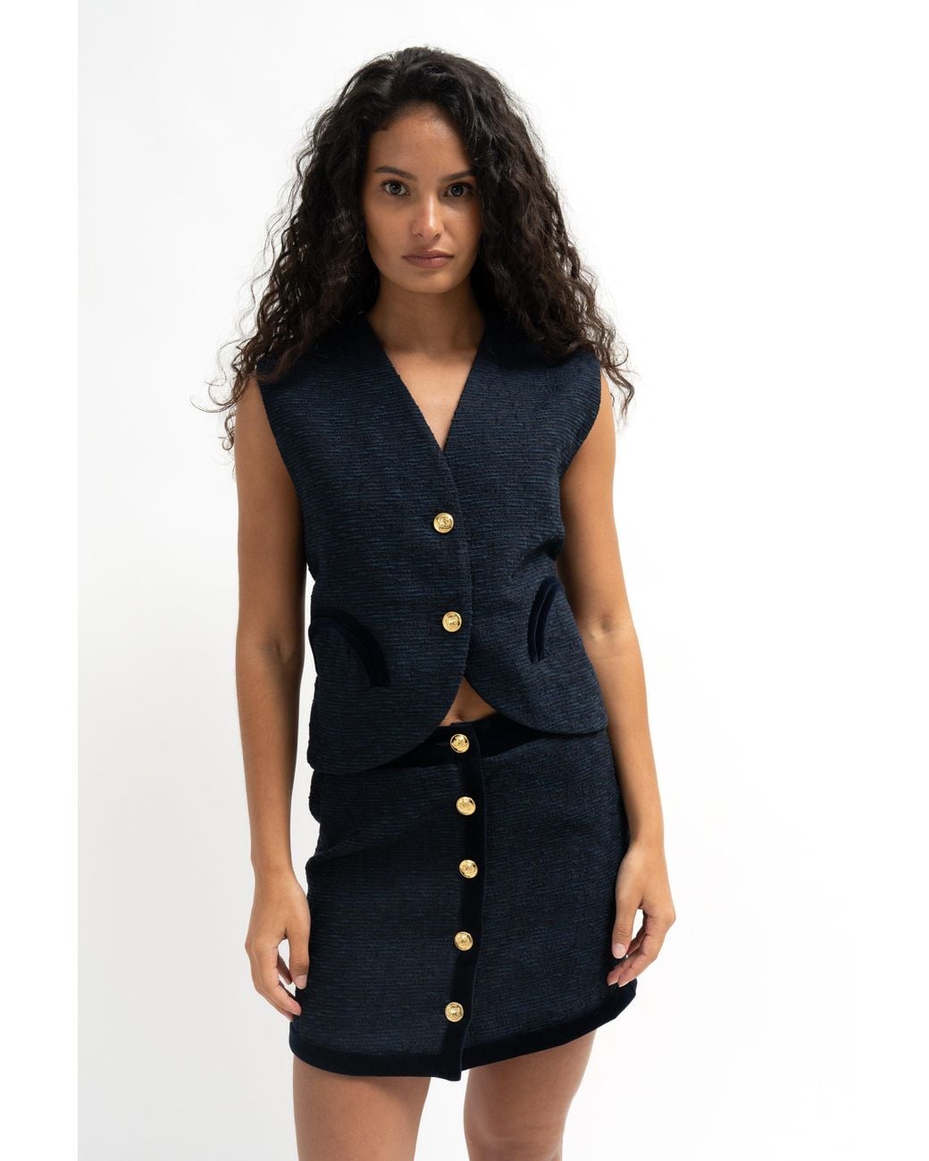 Blazé Milano Blue Gliss Bolero Bouclé Vest