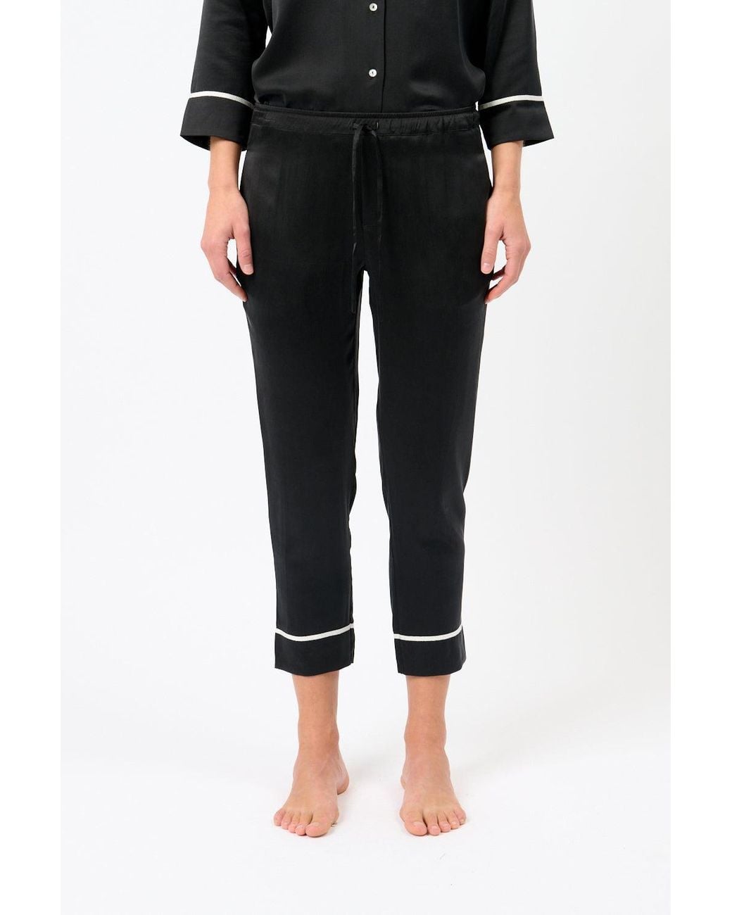 Asceno Black Sidney Cropped Pull On Trouser