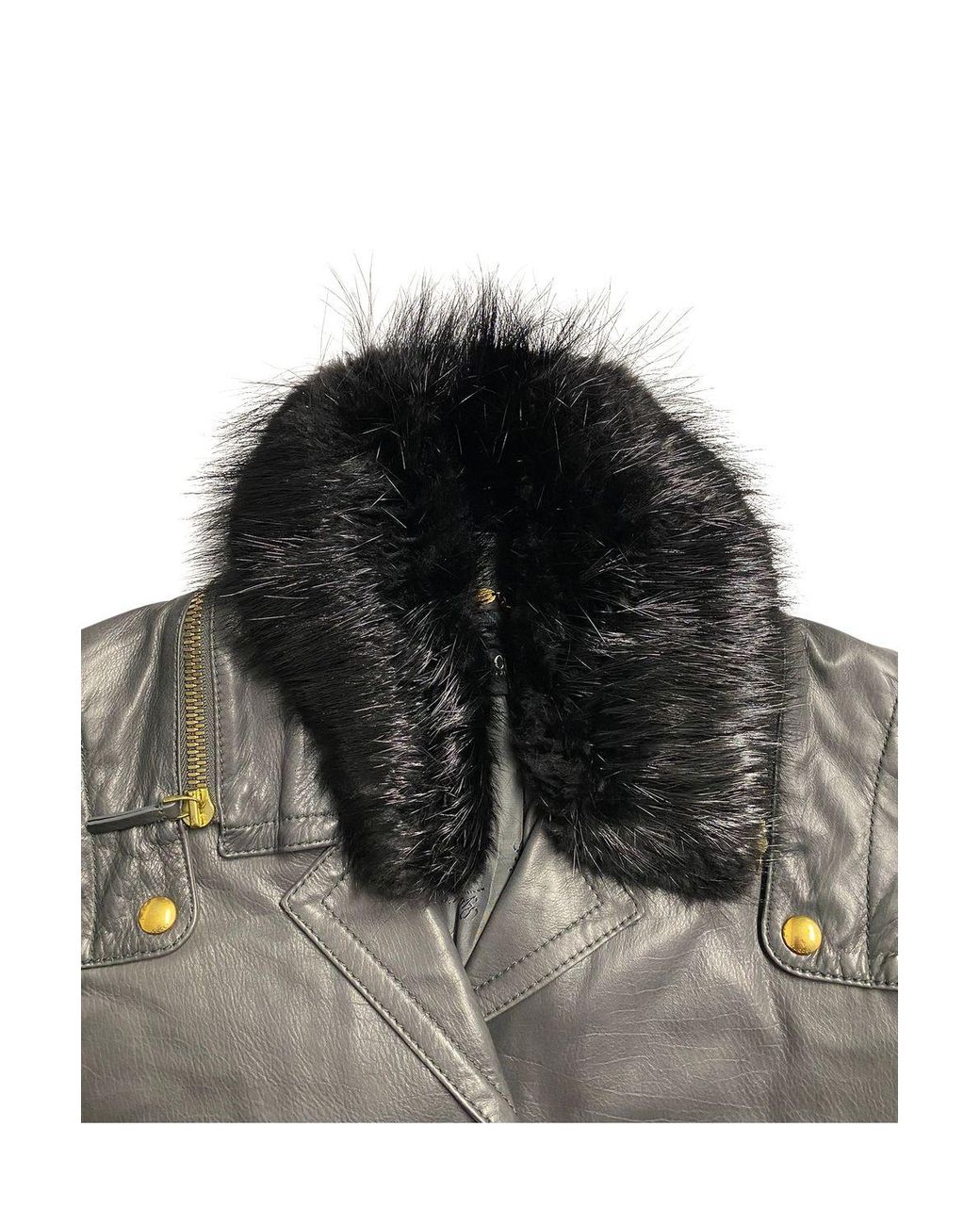 Gucci Black Jacket With Fur Collar Detail