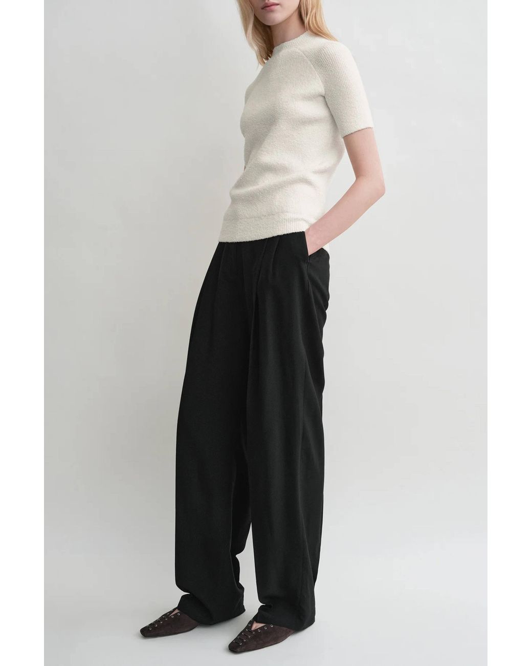 Totême  White Raglan-Sleeve Terry Knit Blouse