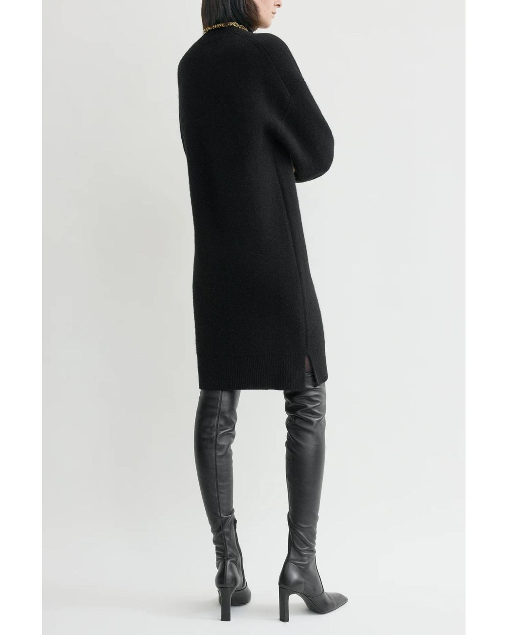 Totême Black Broad Turtleneck Dress