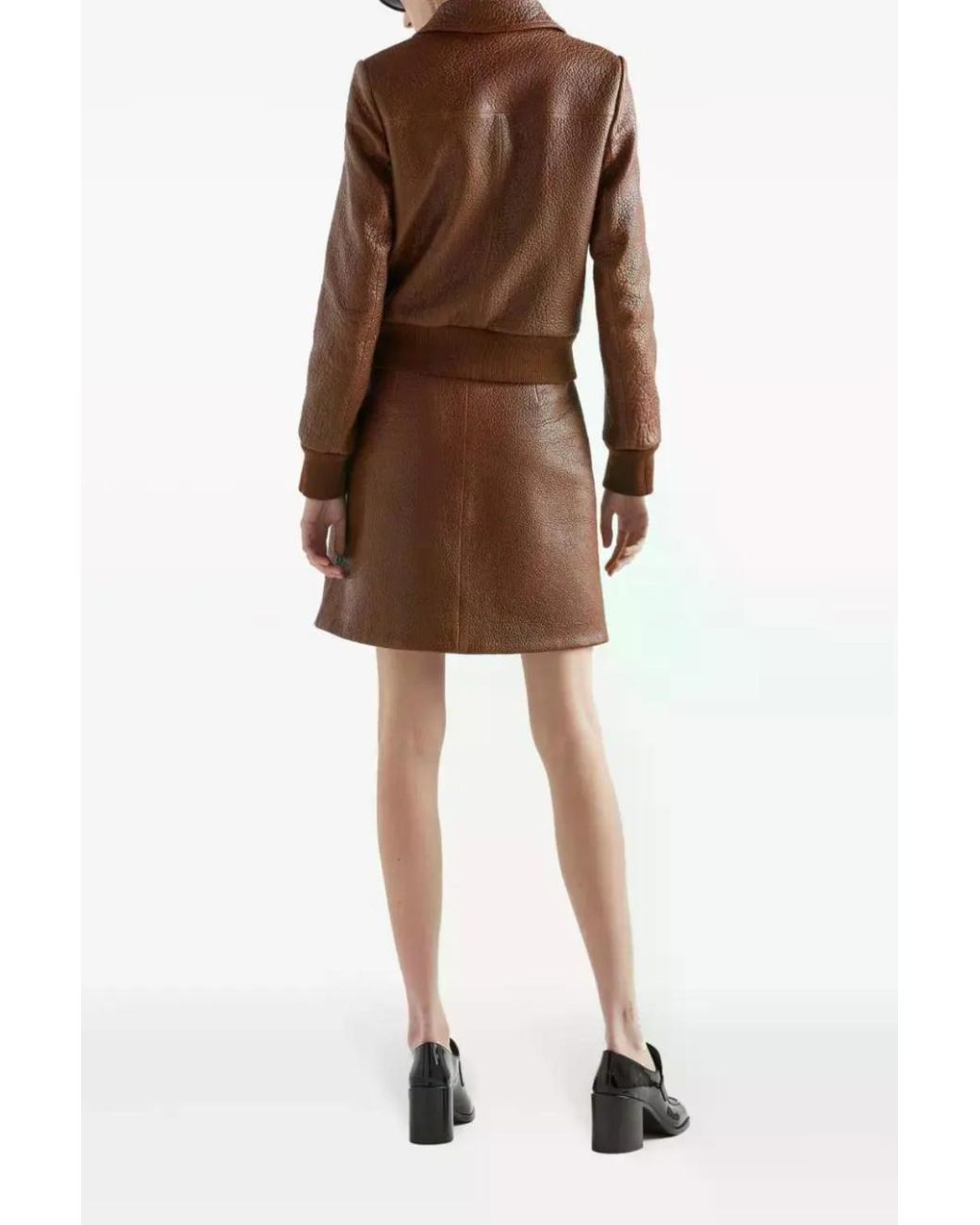 Prada Brown Crocodile-Embossed Leather Jacket