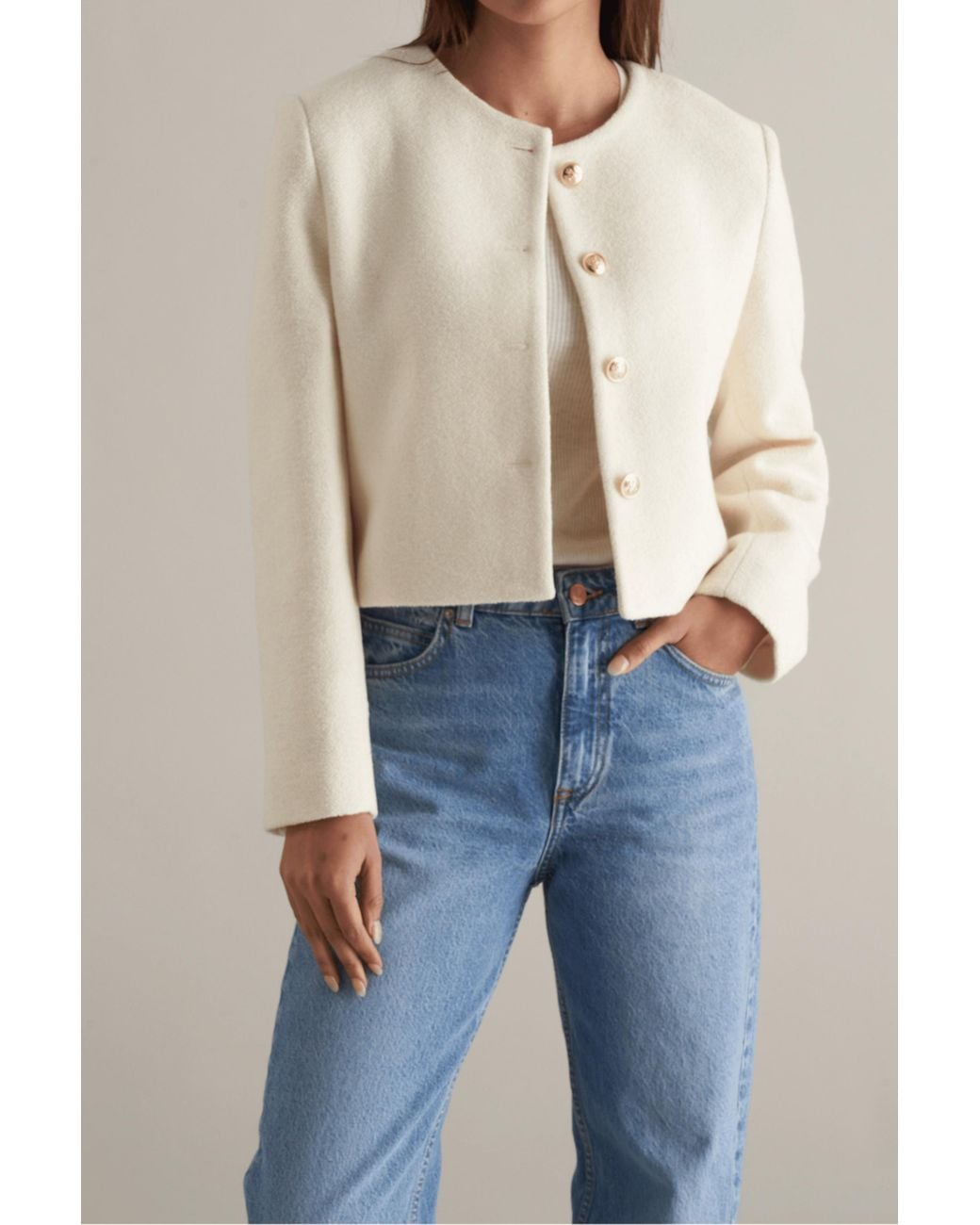 MARCÉLA LONDON Blue Ida Wool Tweed Jacket