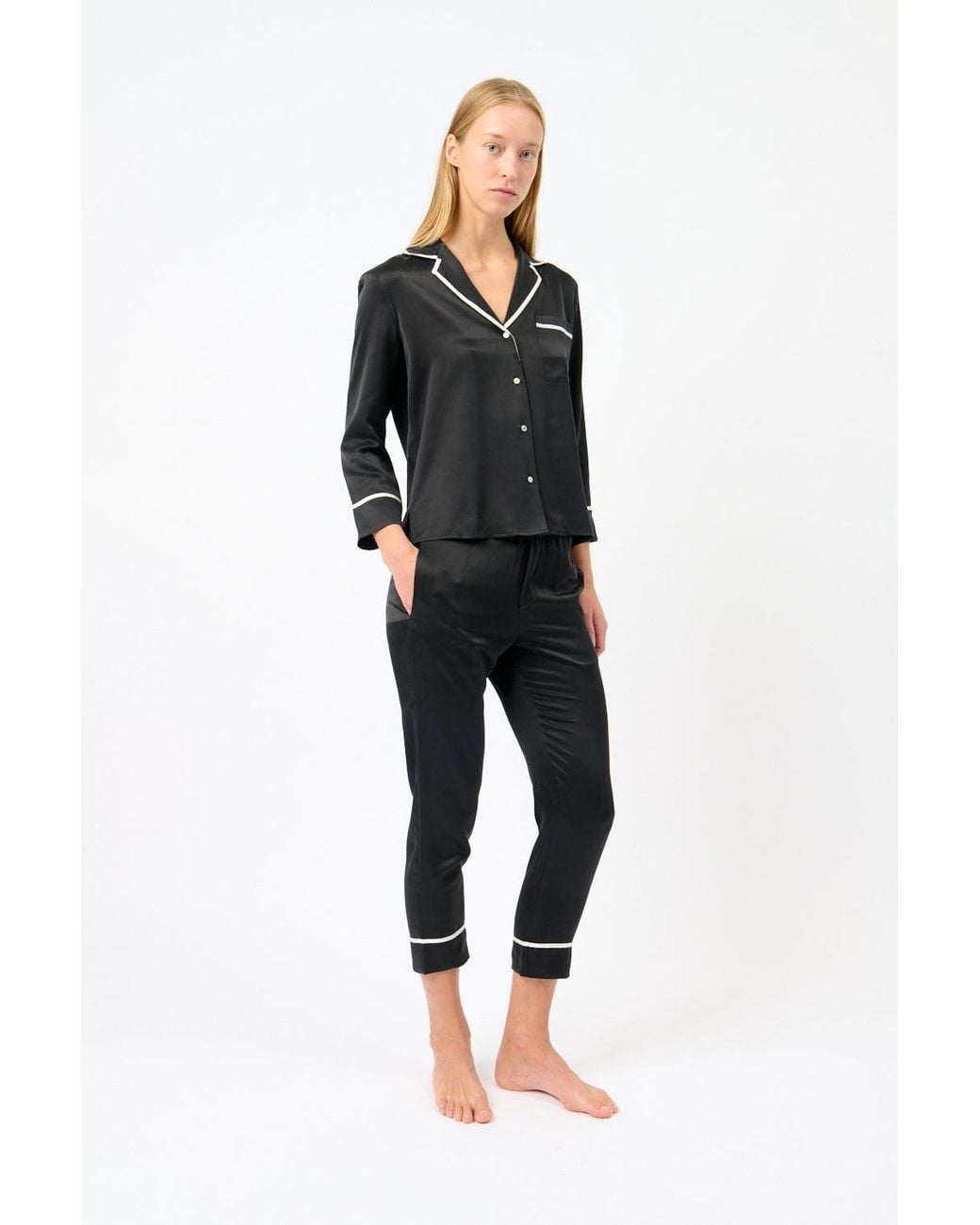 Asceno Black Sidney Cropped Pull On Trouser