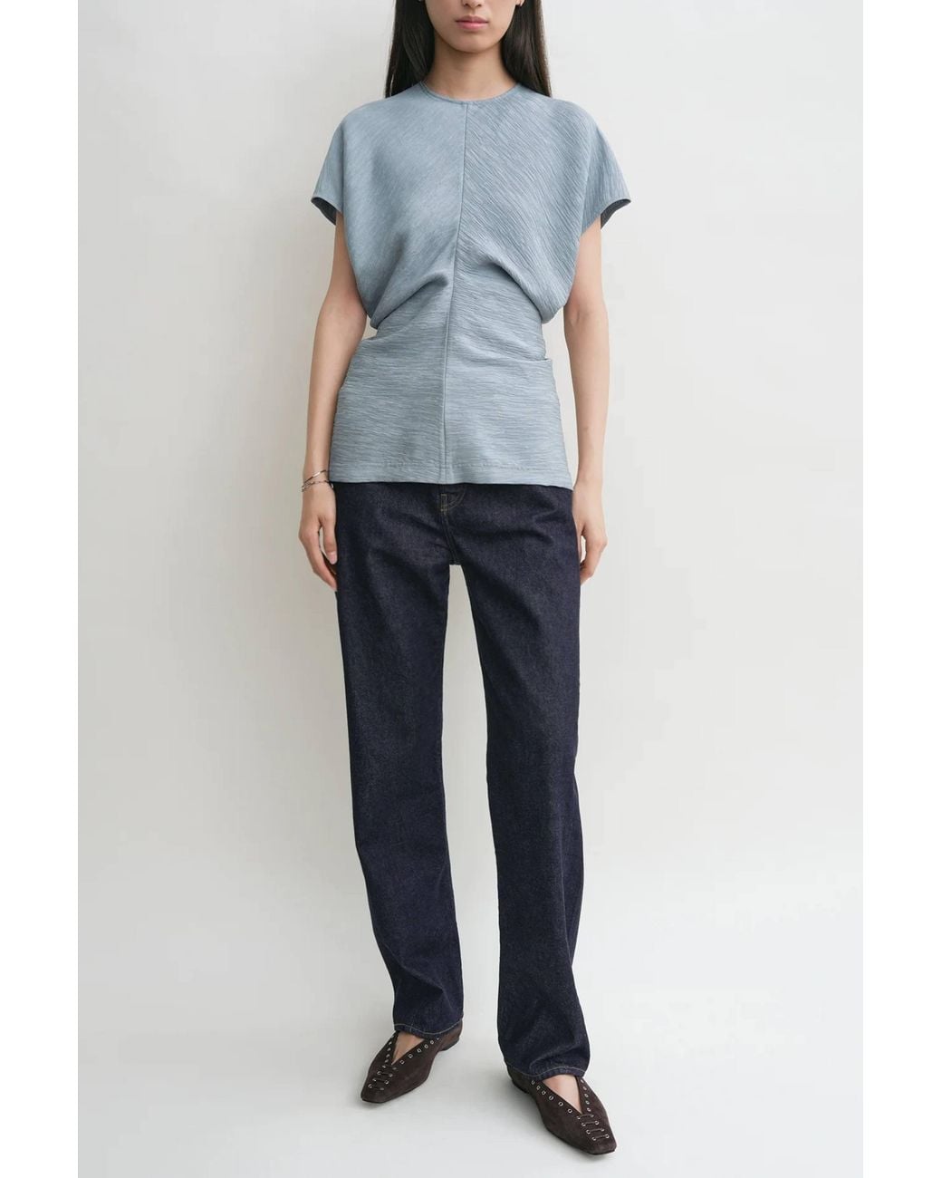 Totême Blue Slouch Waist Top