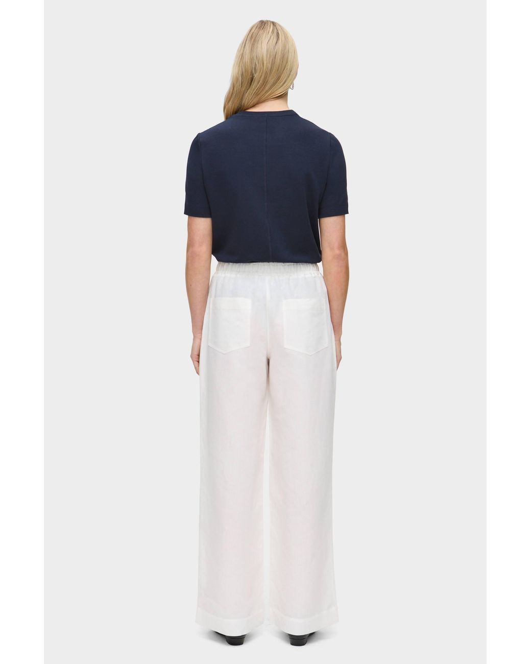 ALIGNE White Alara Linen Wide Leg Trouser