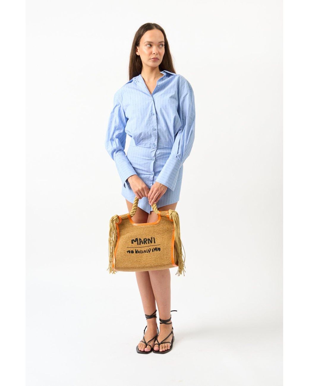 The Attico Blue Cotton Shirt Dress